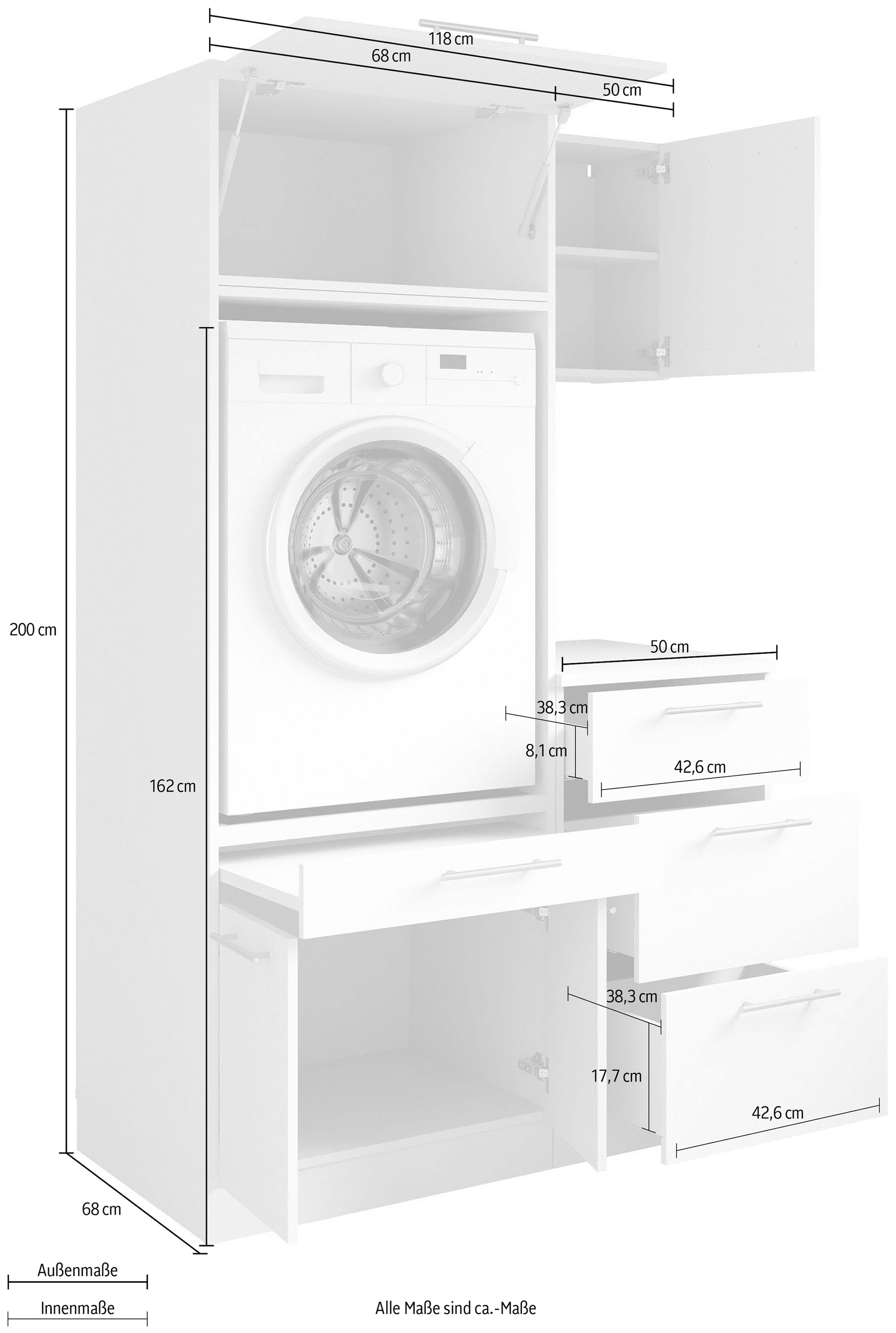Laundreezy Mehrzweckschrank-Set »Laundreezy, 4-tlg. Mehrzweckschrank-Set B/H/T 118/200/68 cm« 4 Stk. tlg.