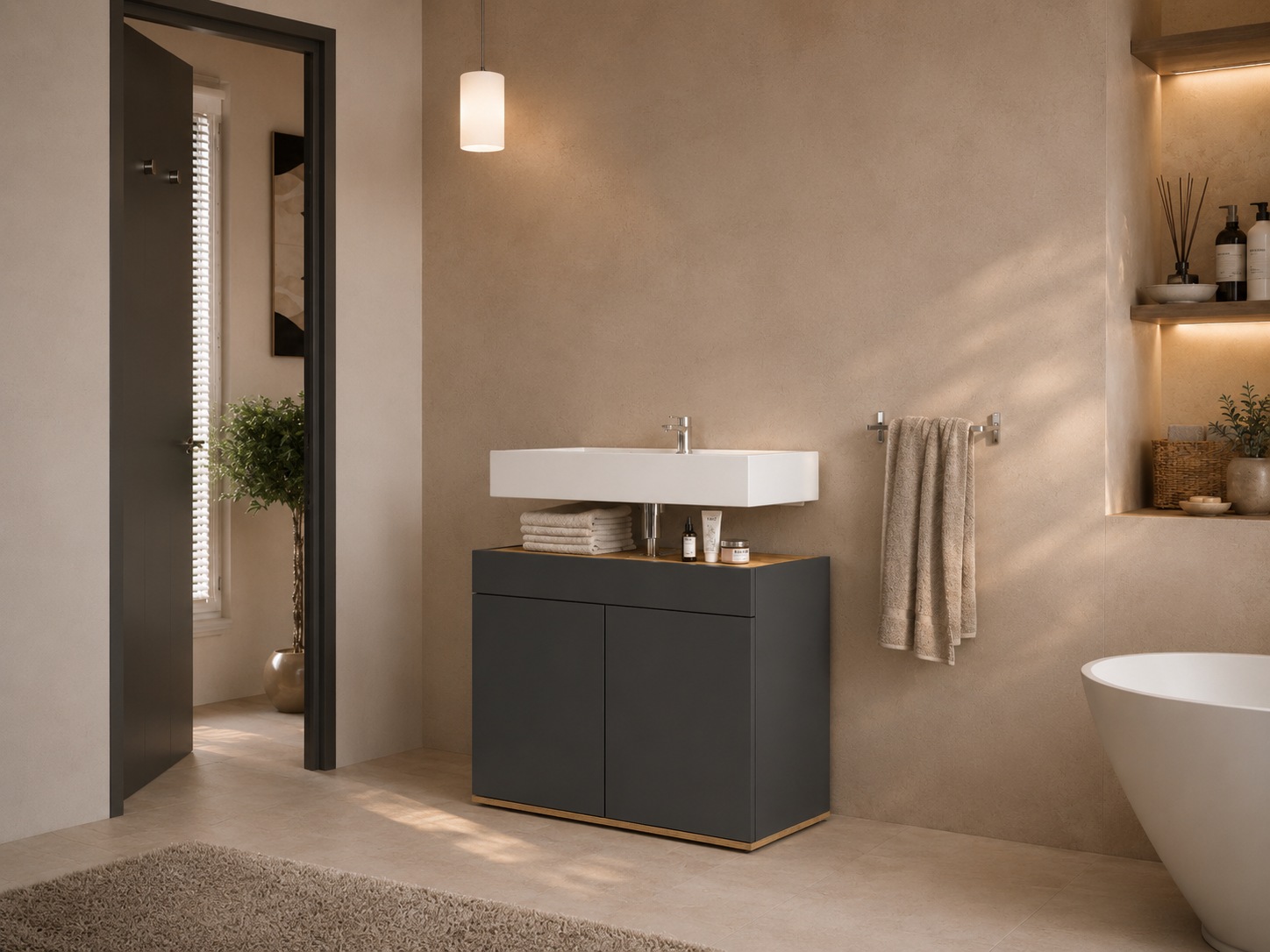 welltime Waschbeckenunterschrank »Garda« 1 Stk. tlg. Made in Italy, viel Stauraum , WBU