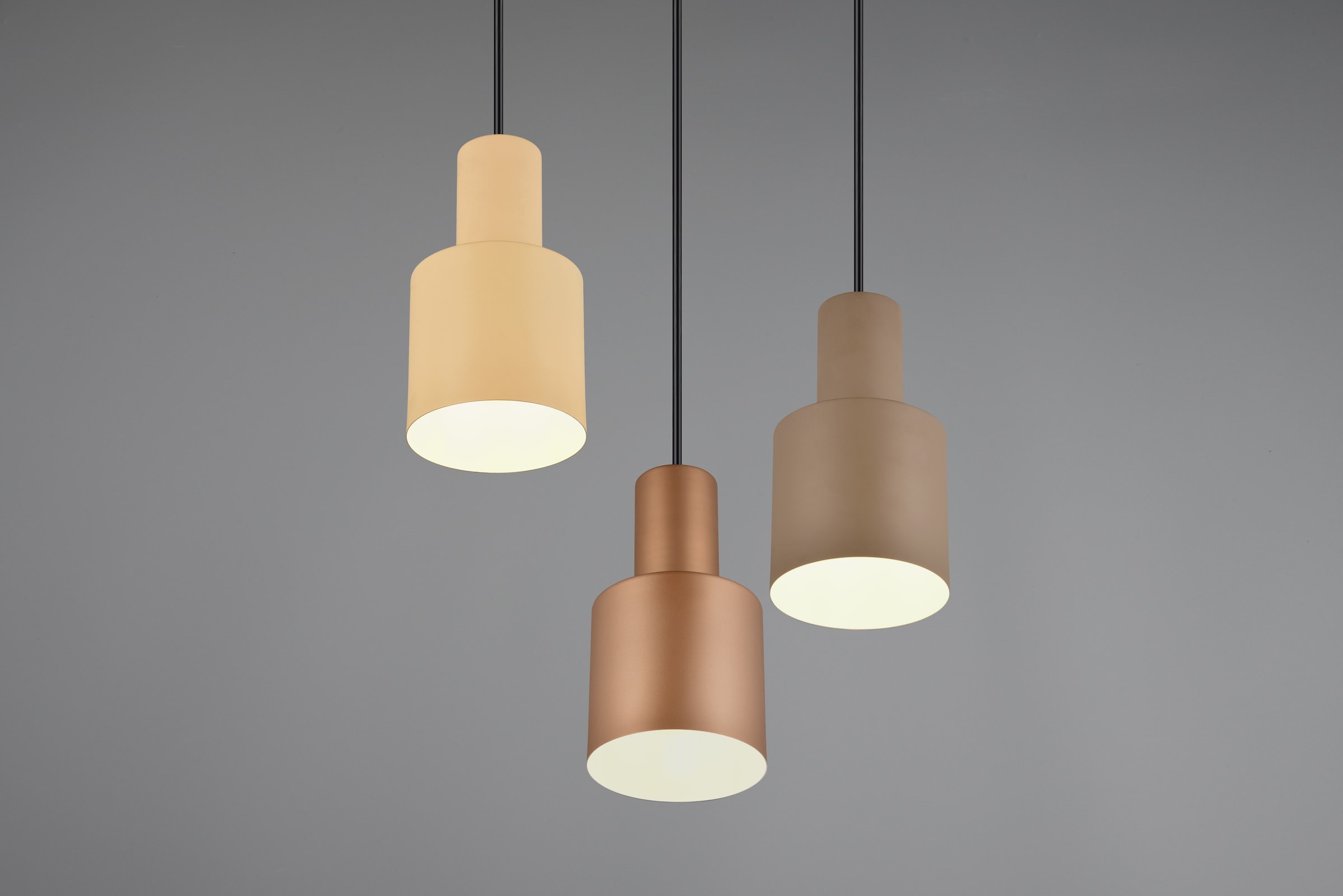 TRIO Leuchten Pendelleuchte »AGUDO, Hängelampe 3-flammig exkl 3xE27 max 40W höhenverstellbar«, 3 flammig, Leuchtmittel E27 | Leuchtmittel wechselbar, mehrfarbige Lampenschirme in beige taupe & coffee, Esszimmerlampe