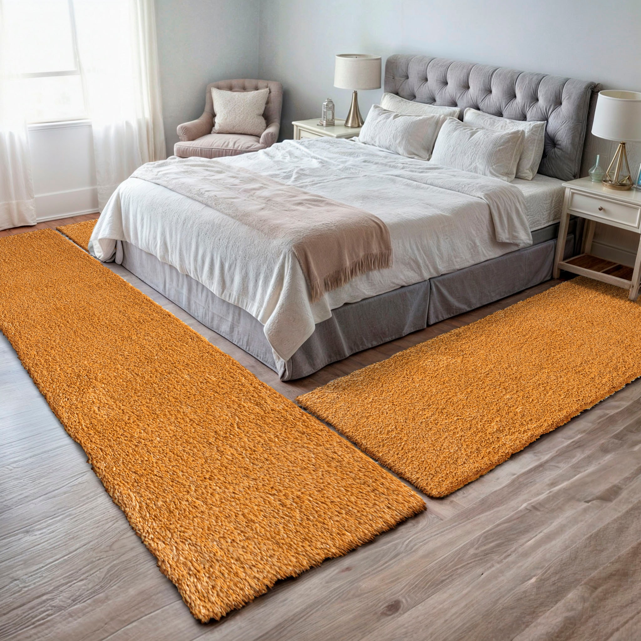 Myflair Möbel & Accessoires Hochflor-Bettumrandung »My Shaggy«, (3 tlg.), Shaggy, Uni-Farben, leicht glänzend,...