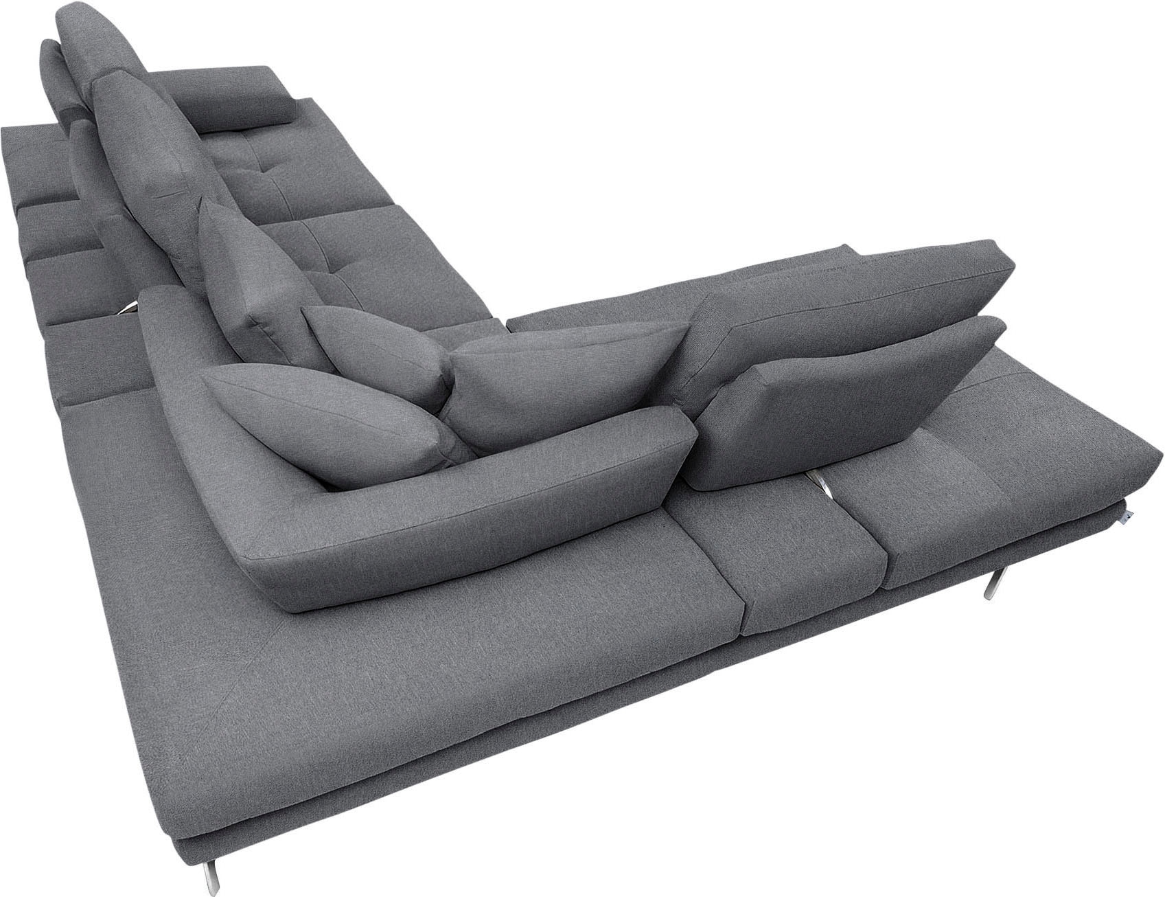CALIA ITALIA Ecksofa »Toby Wing, L-Form, Designsofa mit sensationellem Sitzkomfort« Sitztiefenverstell.,wahlw. mit Kissen-Set, Füße chrom glänzend