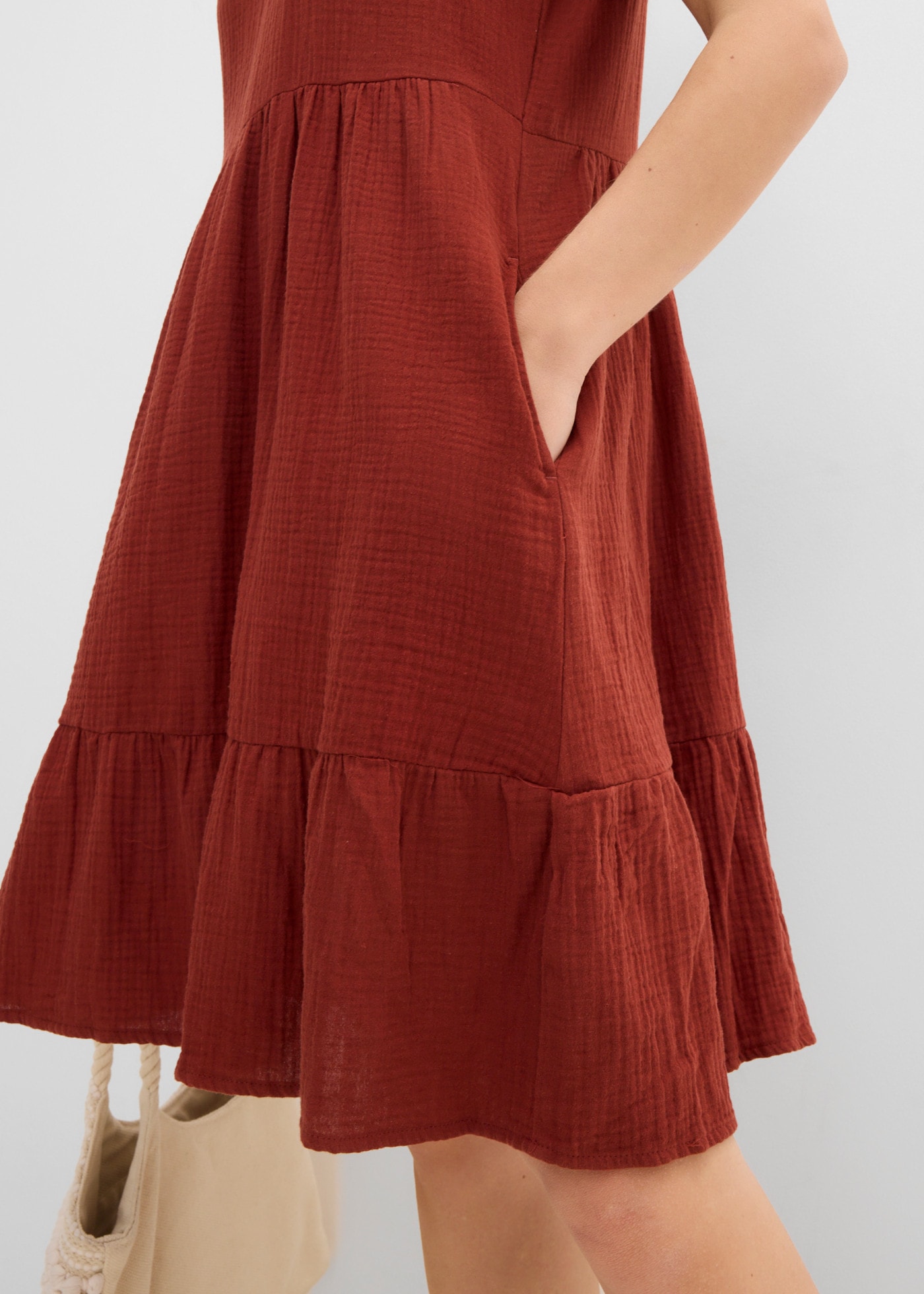 bonprix Sweatkleid für entspannten Look, Oversized-Kleid, aus Musselin, aus Baumwolle