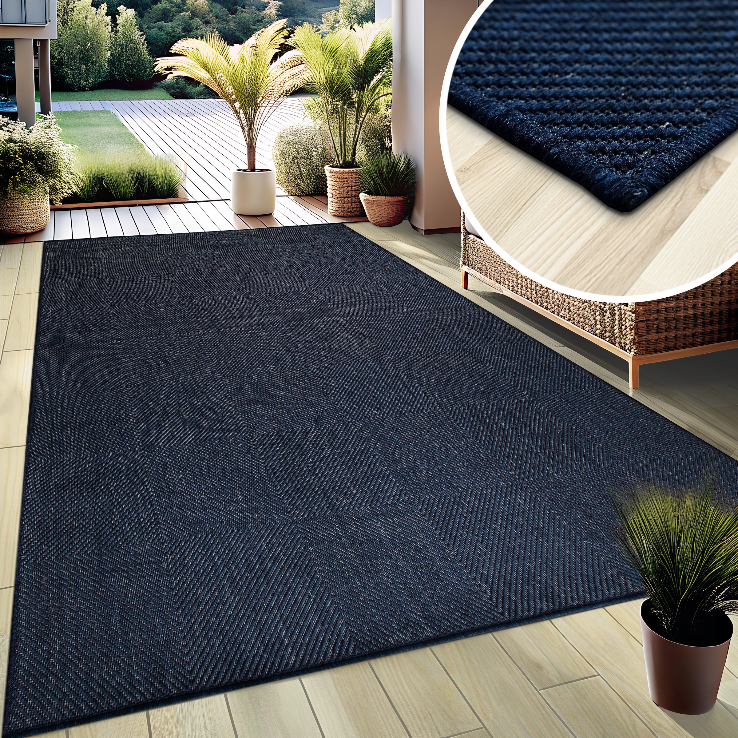 my home Teppich »Anna auch als Läufer erhältlich«, rechteckig, 3 mm Höhe, In- und Outdoor geeignet, Sisal-Optik, Wetterfest & UV-beständig