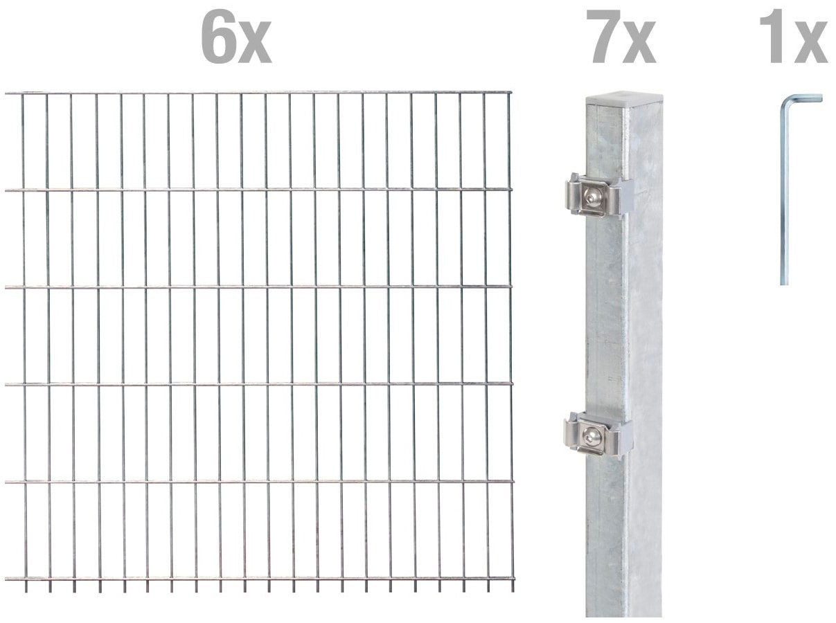 Alberts Doppelstabmattenzaun »Grundset«, Höhe: 80 - 160 cm, Gesamtlänge: 4 - 30 m, zum Einbetonieren