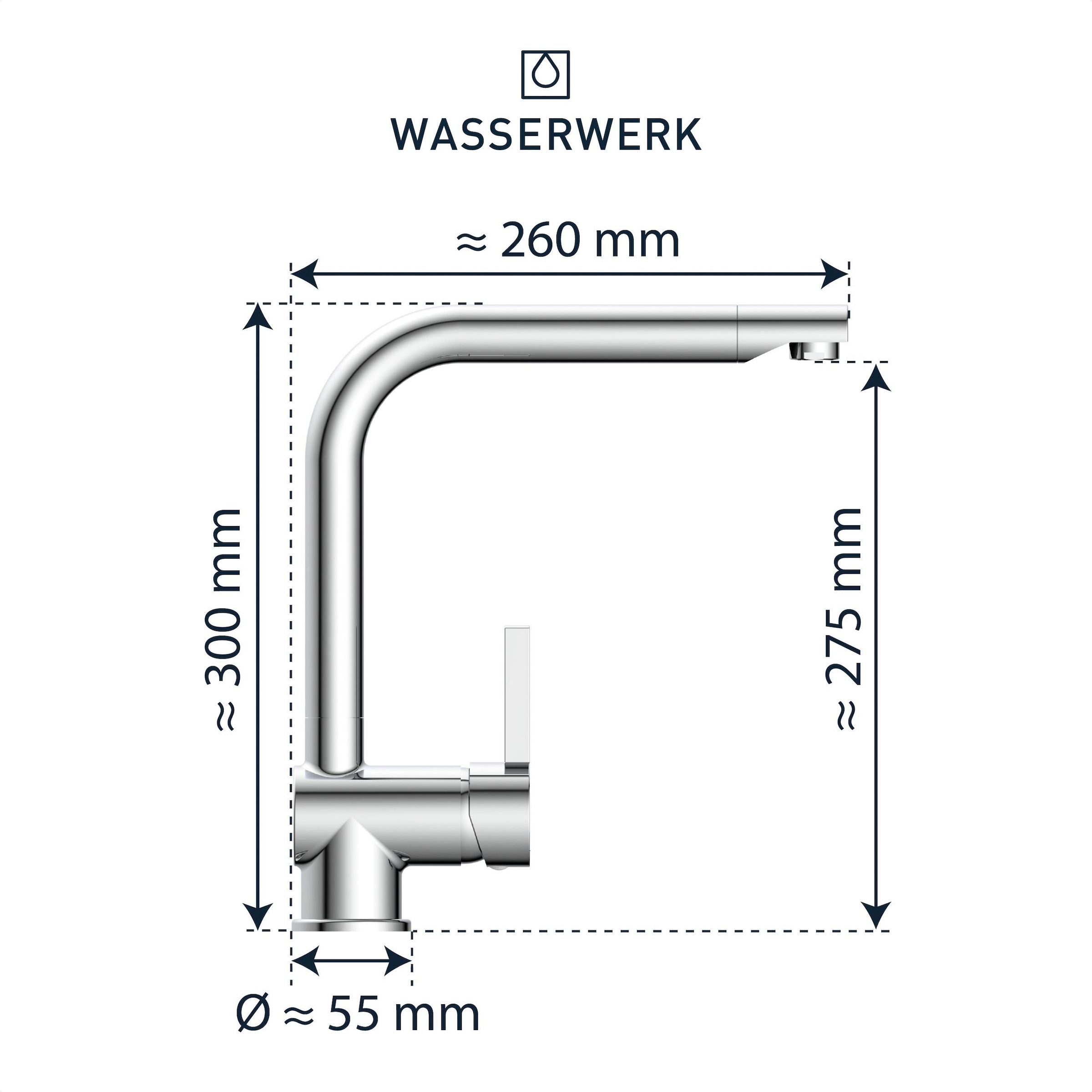 WASSERWERK Spültischarmatur »WK 4, Wasserhahn, Küche, Einhebelmischer«