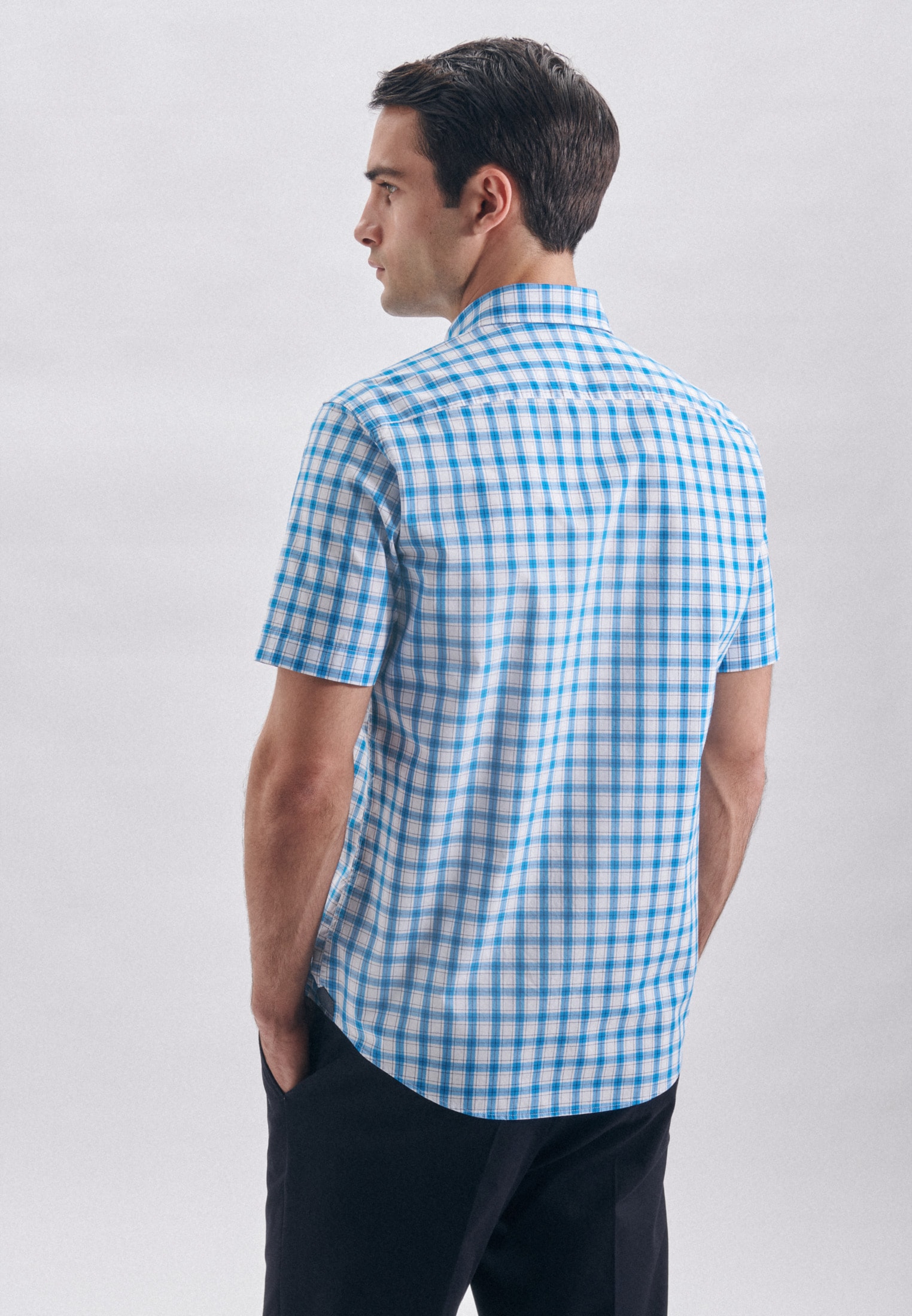 seidensticker Businesshemd »Schwarze Rose«, Regular Kurzarm Button-Down-Kragen Karo