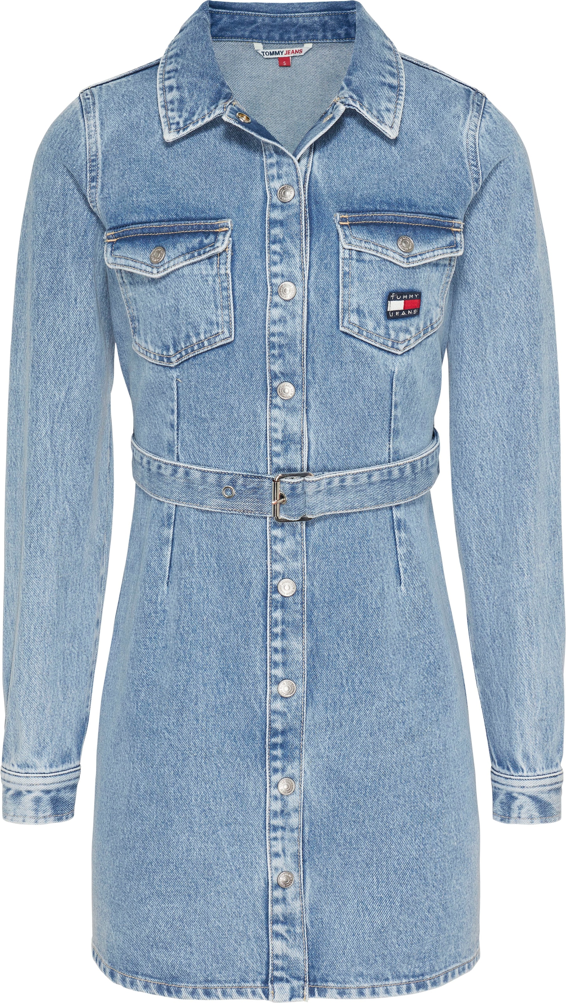 Tommy Jeans Jeanskleid »SLIM BELTED LS DRESS DG7012«, (2 tlg.), Mit Tommy Jeans Markenlabel