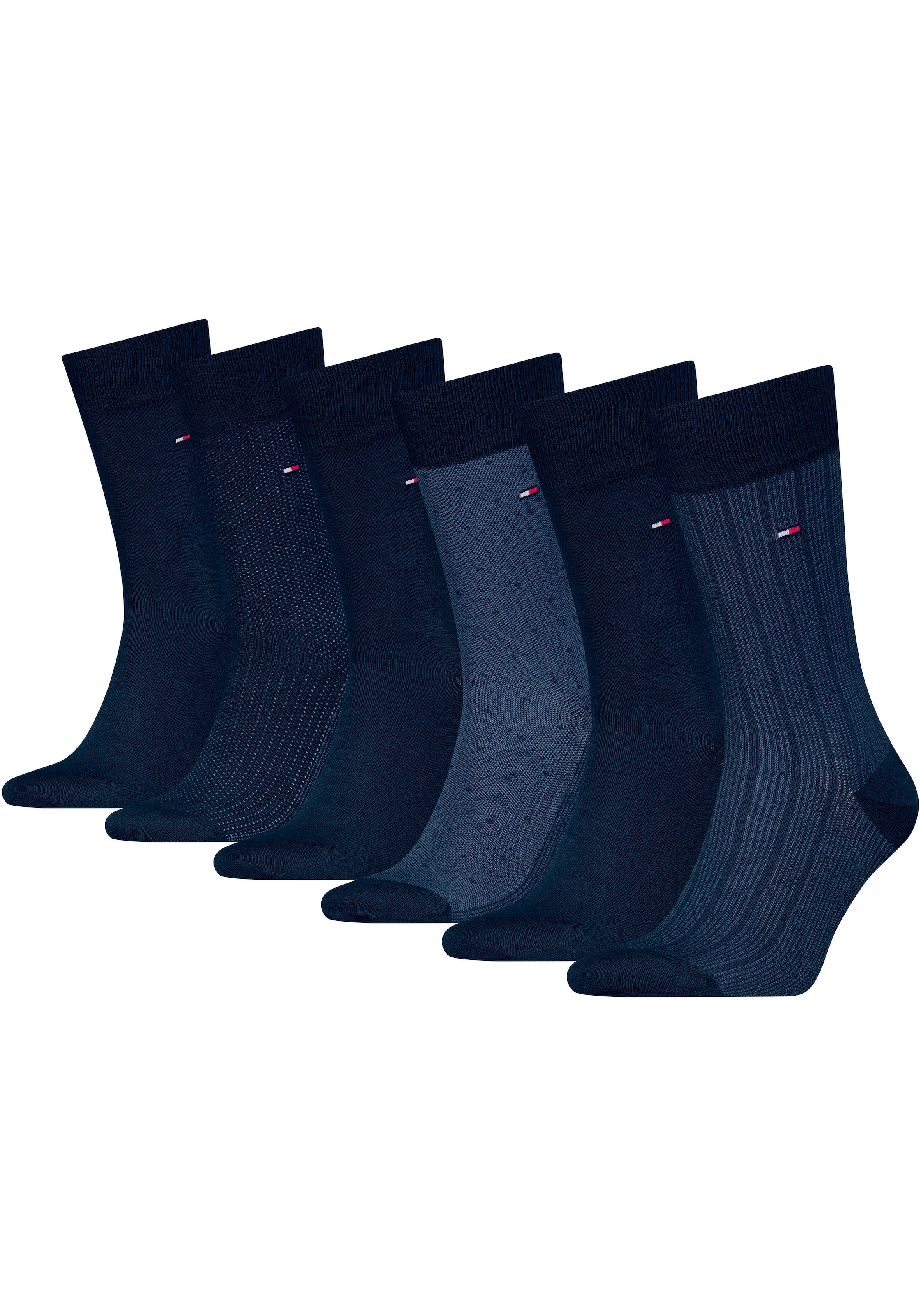 Tommy Hilfiger Socken »TH MEN SOCK 6P TIN GIFTBOX BIRDSEYE«, (Box, 6 Paar), mit gesticketem Flag-Label