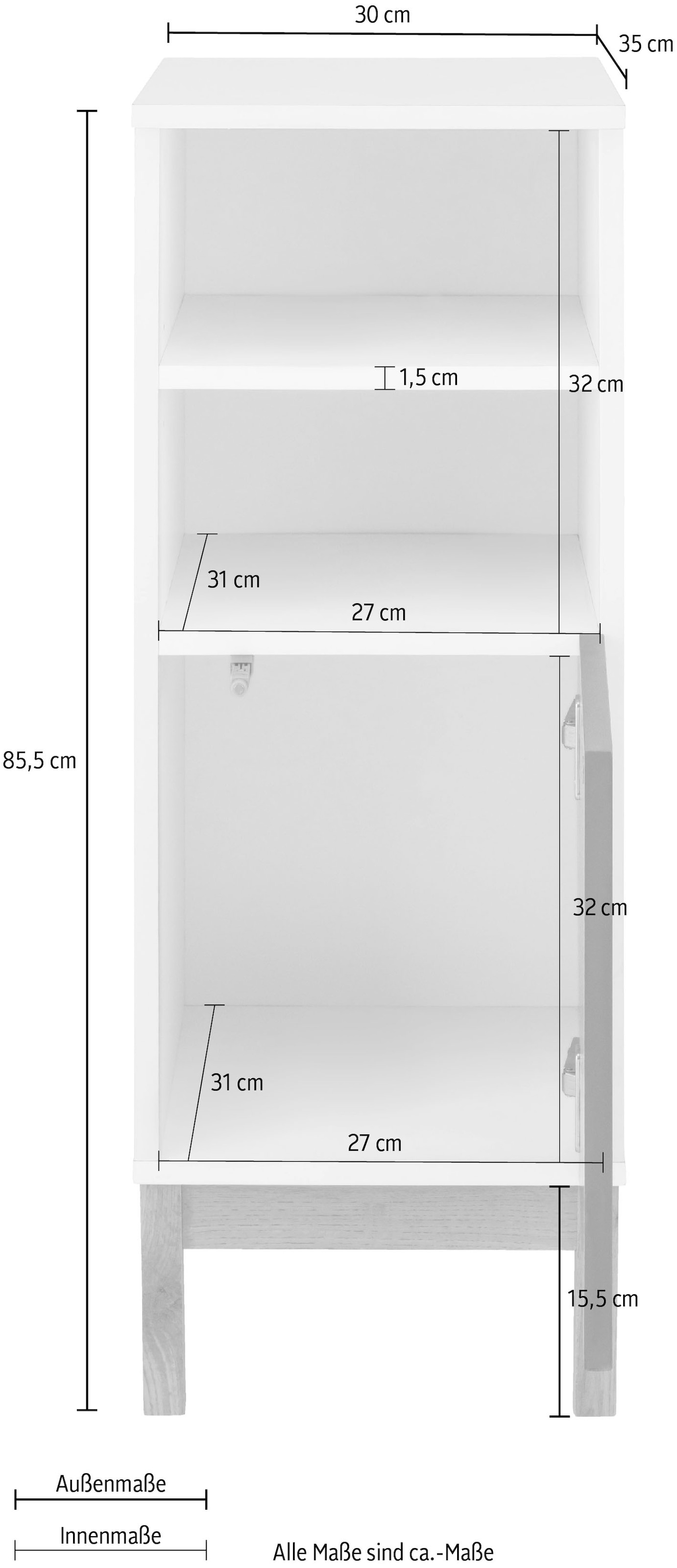 andas Unterschrank »Stian«, mit Push-to-open Funktion, Breite 30 cm, Höhe  85,5 cm bestellen bei OTTO