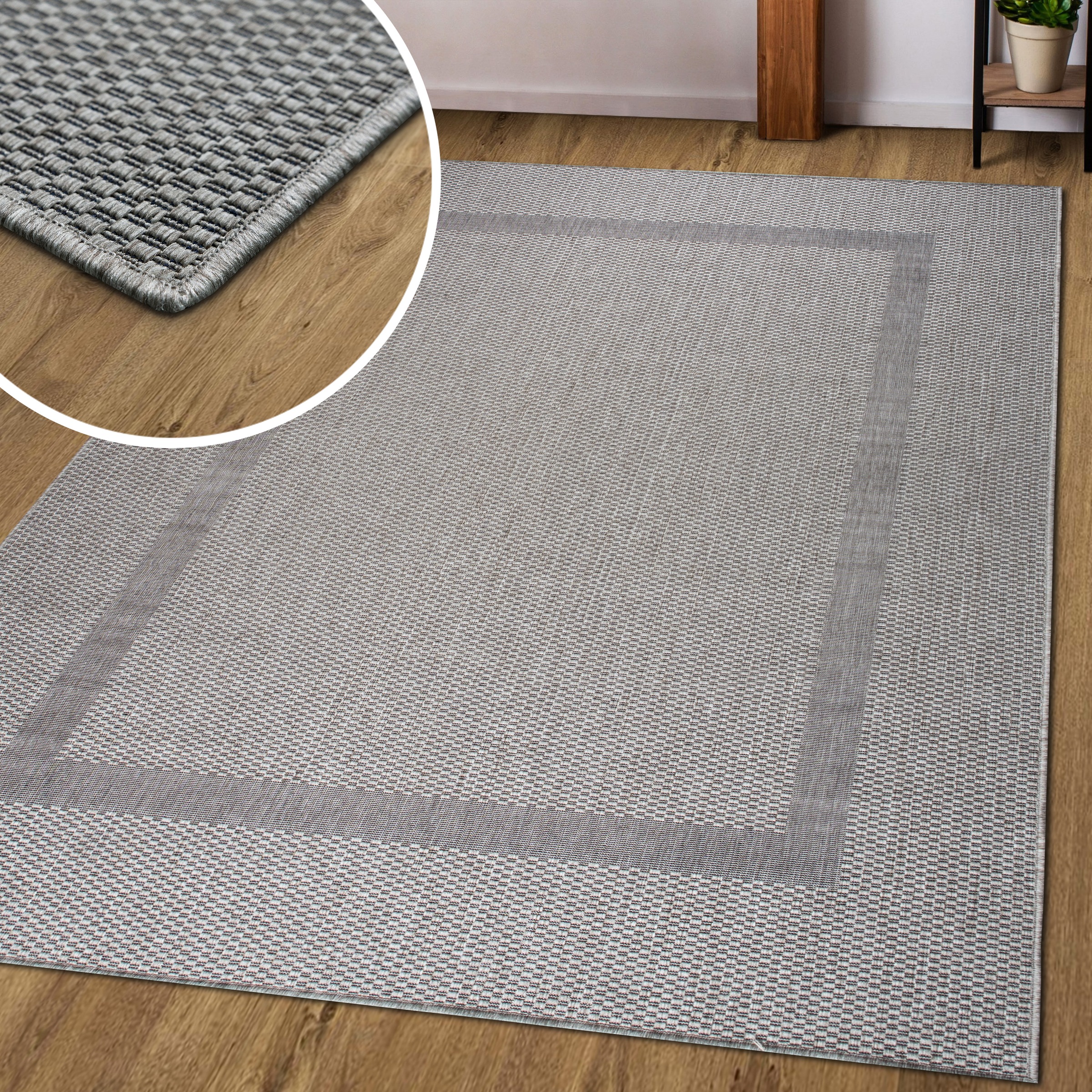 my home Teppich »Venedig Bordüre auch als Läufer erhältlich«, rechteckig, 3 mm Höhe, In- und Outdoor geeignet, Sisal-Optik, Wetterfest & UV-beständig