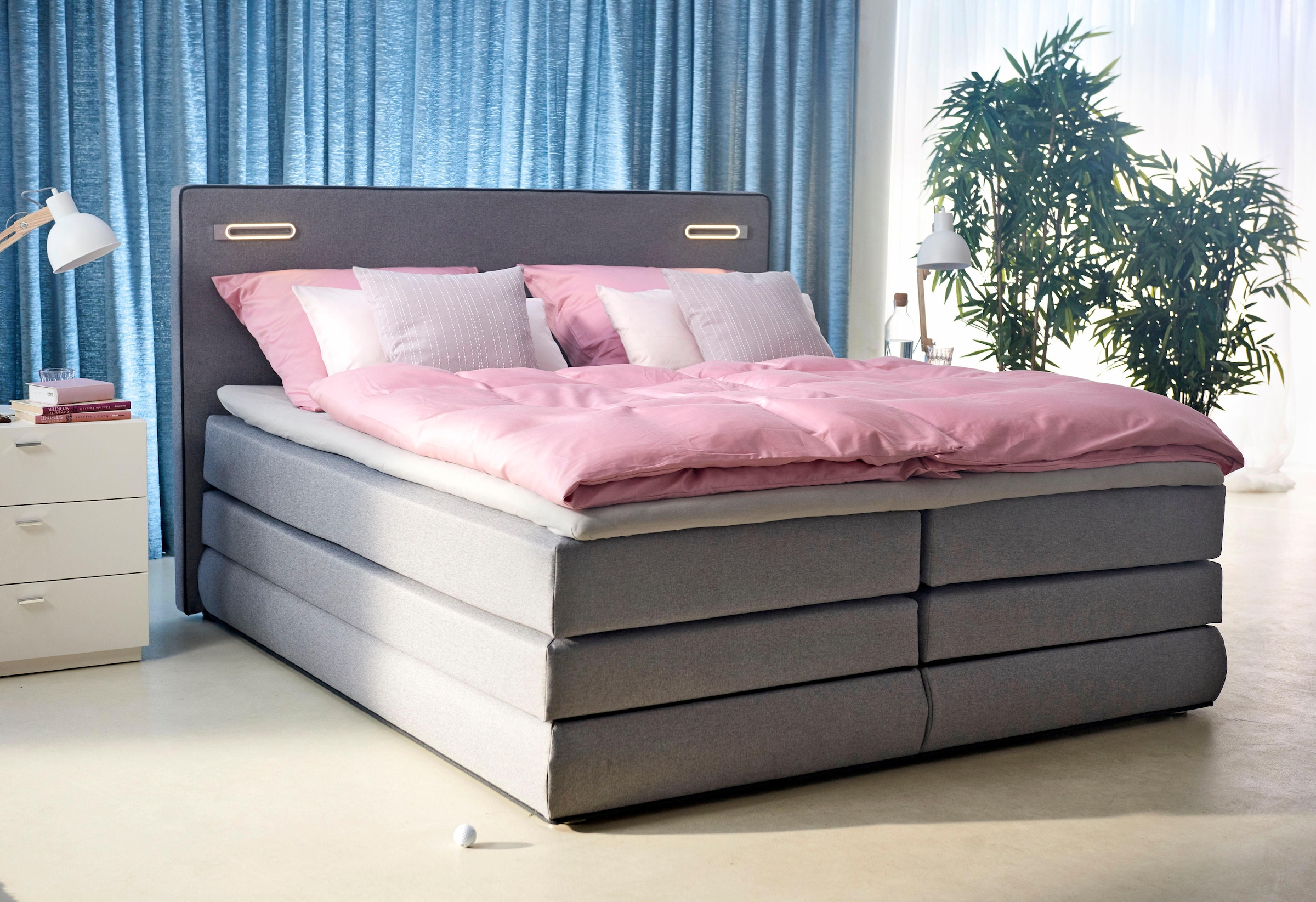 COLLECTION AB Boxspringbett »Rubona«, inkl. Bettkasten, LED-Beleuchtung und Topper