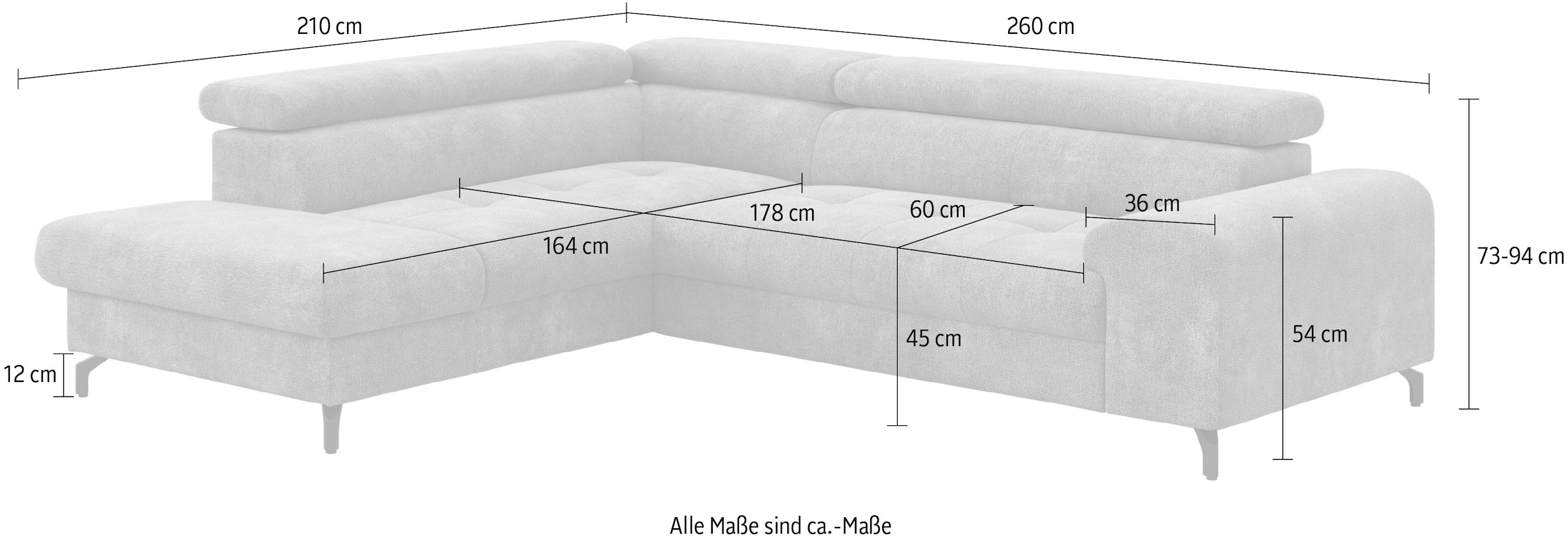 COTTA Ecksofa »Aura L-Form«, mit Schlaffunktion, Bettkasten und Kopfteilverstellung