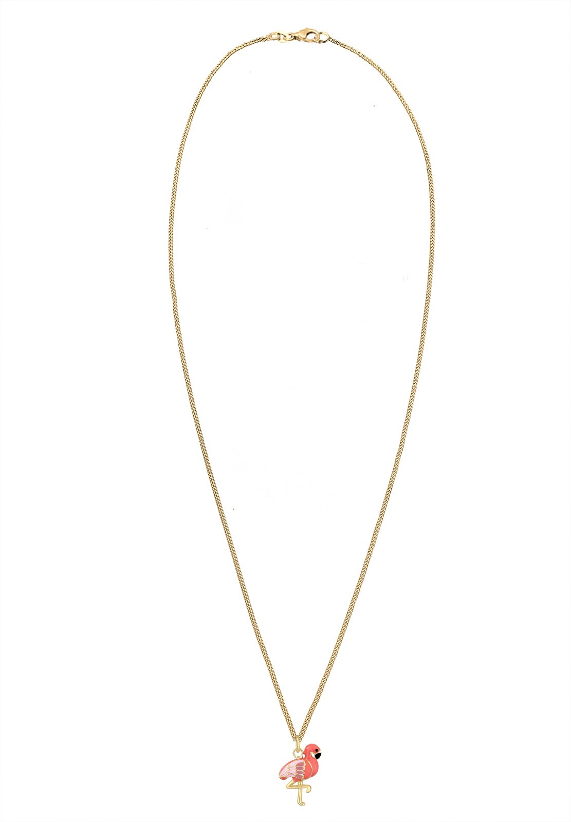Elli Kette mit Anhänger »Halskette Emaille Anhänger Flamingo 925 Sterling Silber vergoldet«