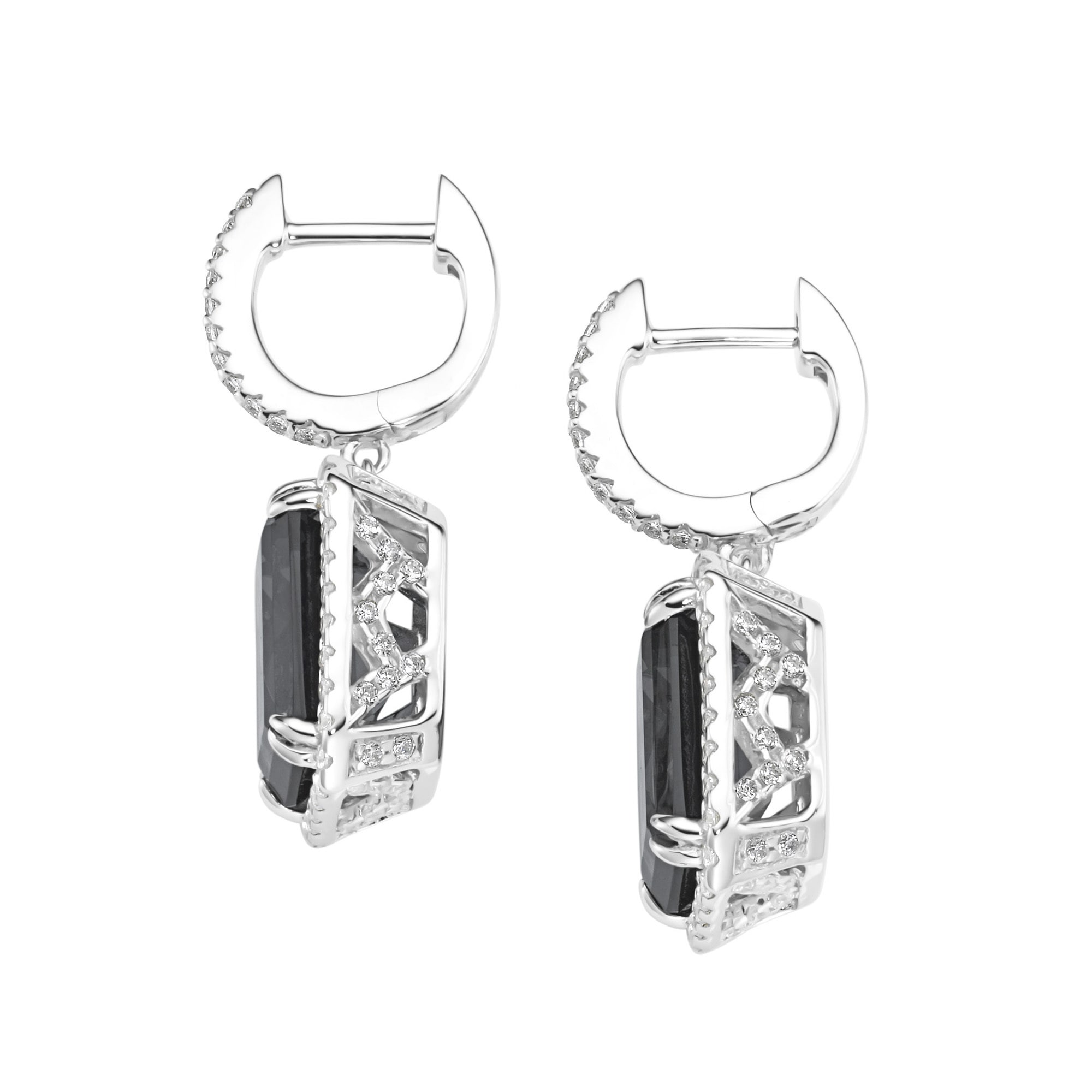GIORGIO MARTELLO MILANO Paar Creolen »Klappcreolen mit Zirkonia und grauem Kristallstein, Silber 925«
