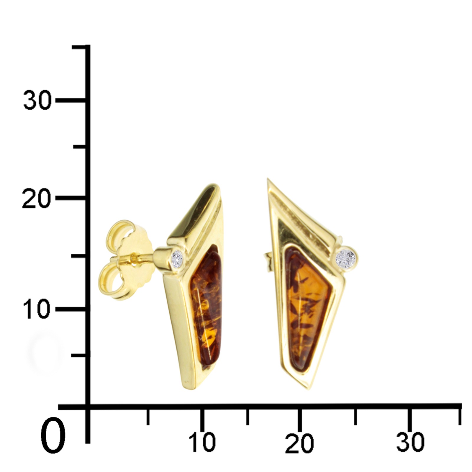 OSTSEE-SCHMUCK Paar Ohrstecker »- Agneta - Gold 333/000 - Bernstein/Zirk.«