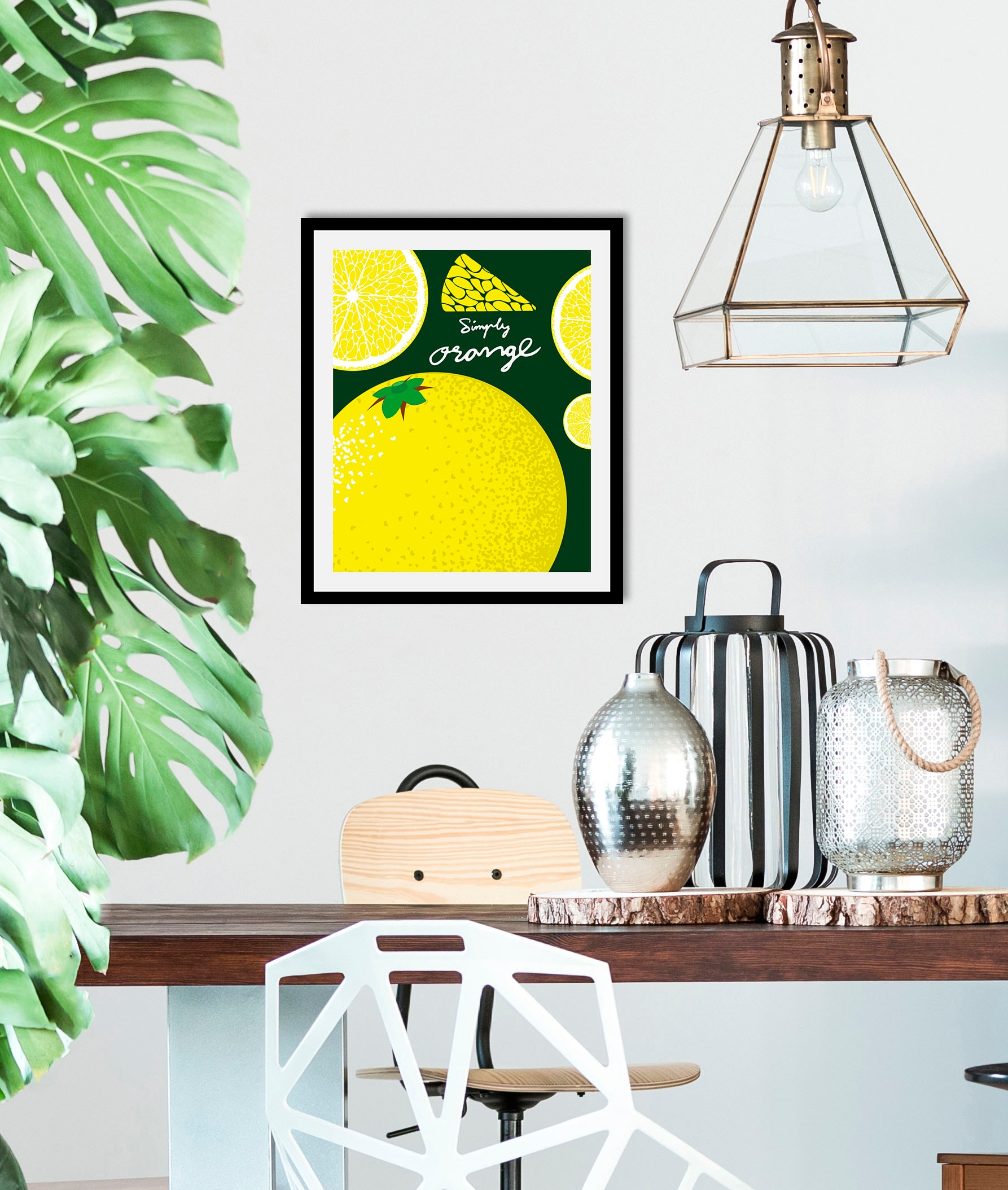 queence Bild »Simple Orange«, Obst-Obst Bilder-Kunst-Abstrakt-Essen-Lebensmittel-Figuren, (1 St.), gerahmt