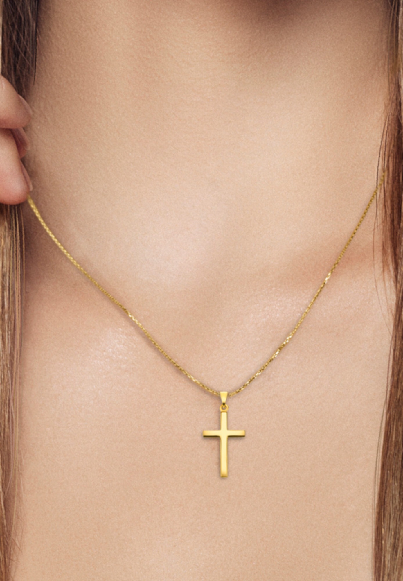 ONE ELEMENT Kettenanhänger »Kreuz Anhänger aus 333 Gelbgold« ()  Religion