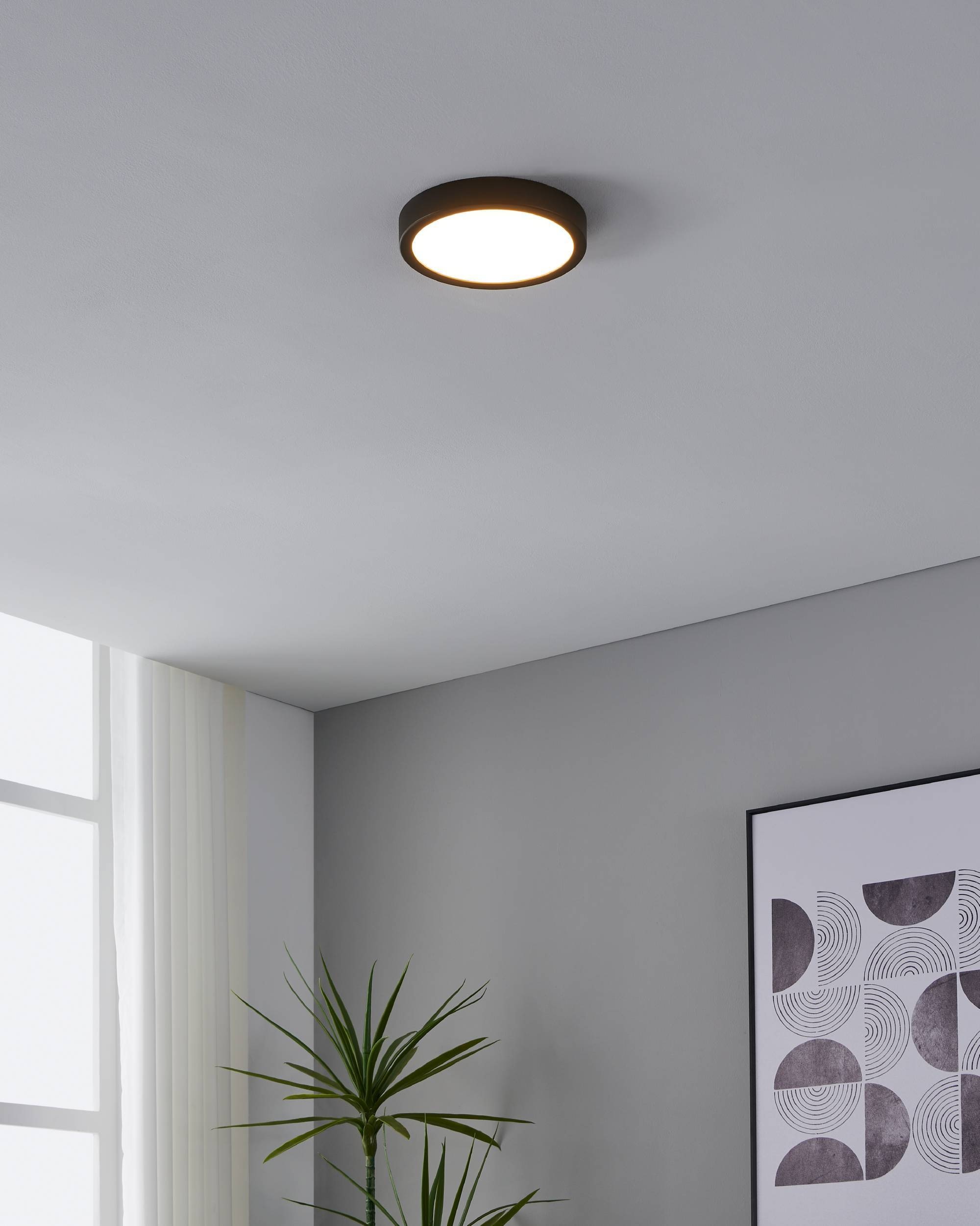 EGLO Aufbauleuchte »Fueva 5 Deckenlampe, Aufbaulampe, Metall und Kunststoff, Flurlampe« LED-Modul 1 Stk. Warmweiß Aufbauleuchte - H2,8 x Ø21 cm - schwarz - 17W inkl.