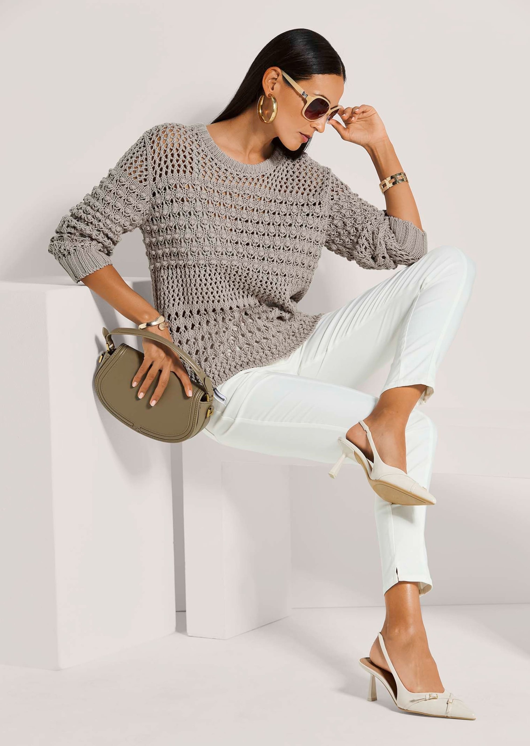 MADELEINE Longpullover »Pullover Pullover mit Ajour-Muster«