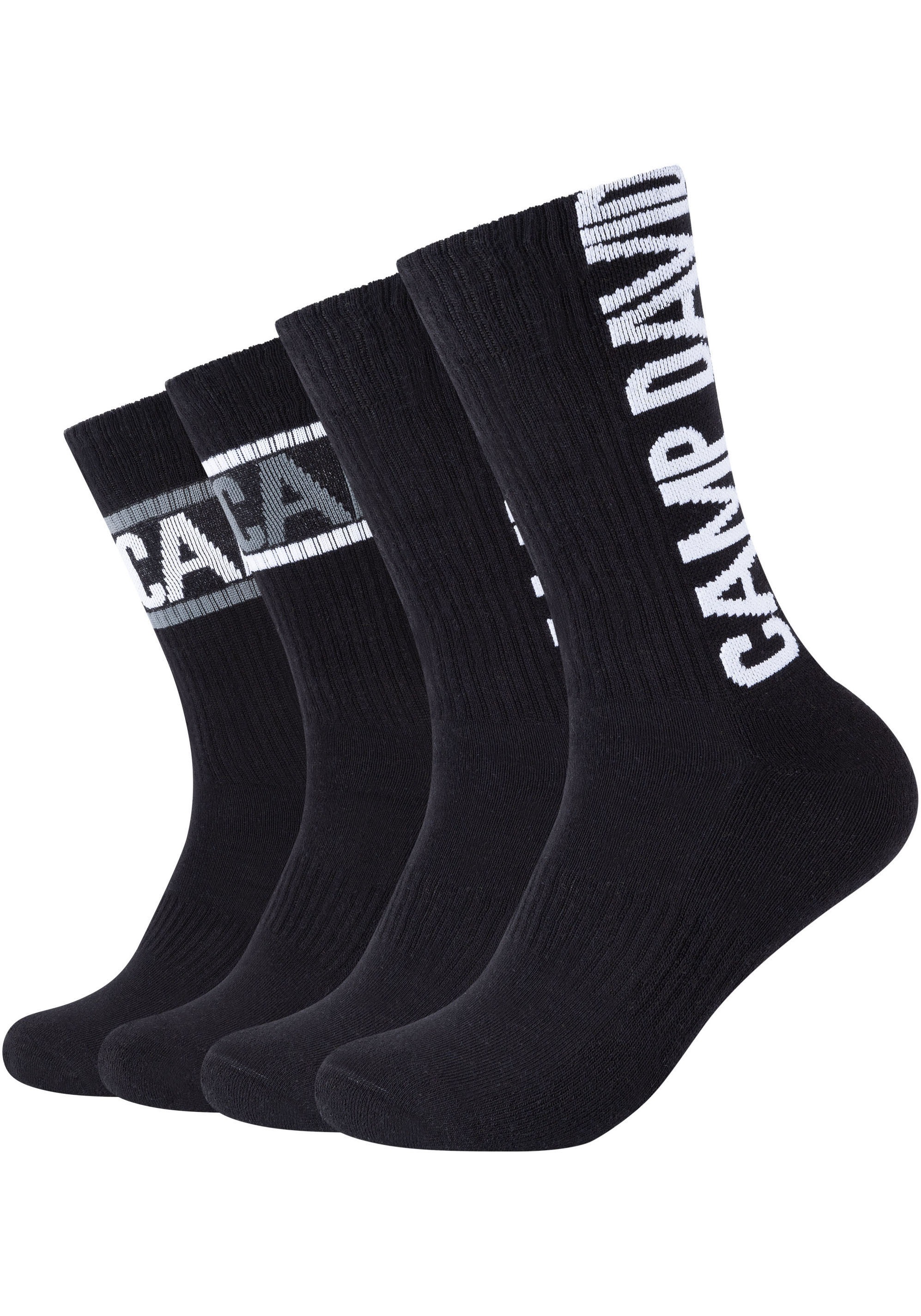 Camp David Socken »cushioned« 4 Stk. tlg. mit auffälligem Markenlogo-Design in schwarz, Größe 43-46