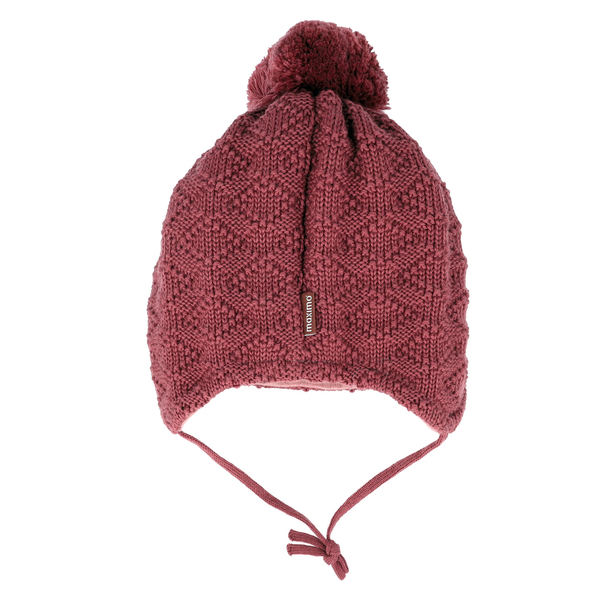 MAXIMO Strickmütze Wolle, gefüttert, zum Binden, mit Bommel