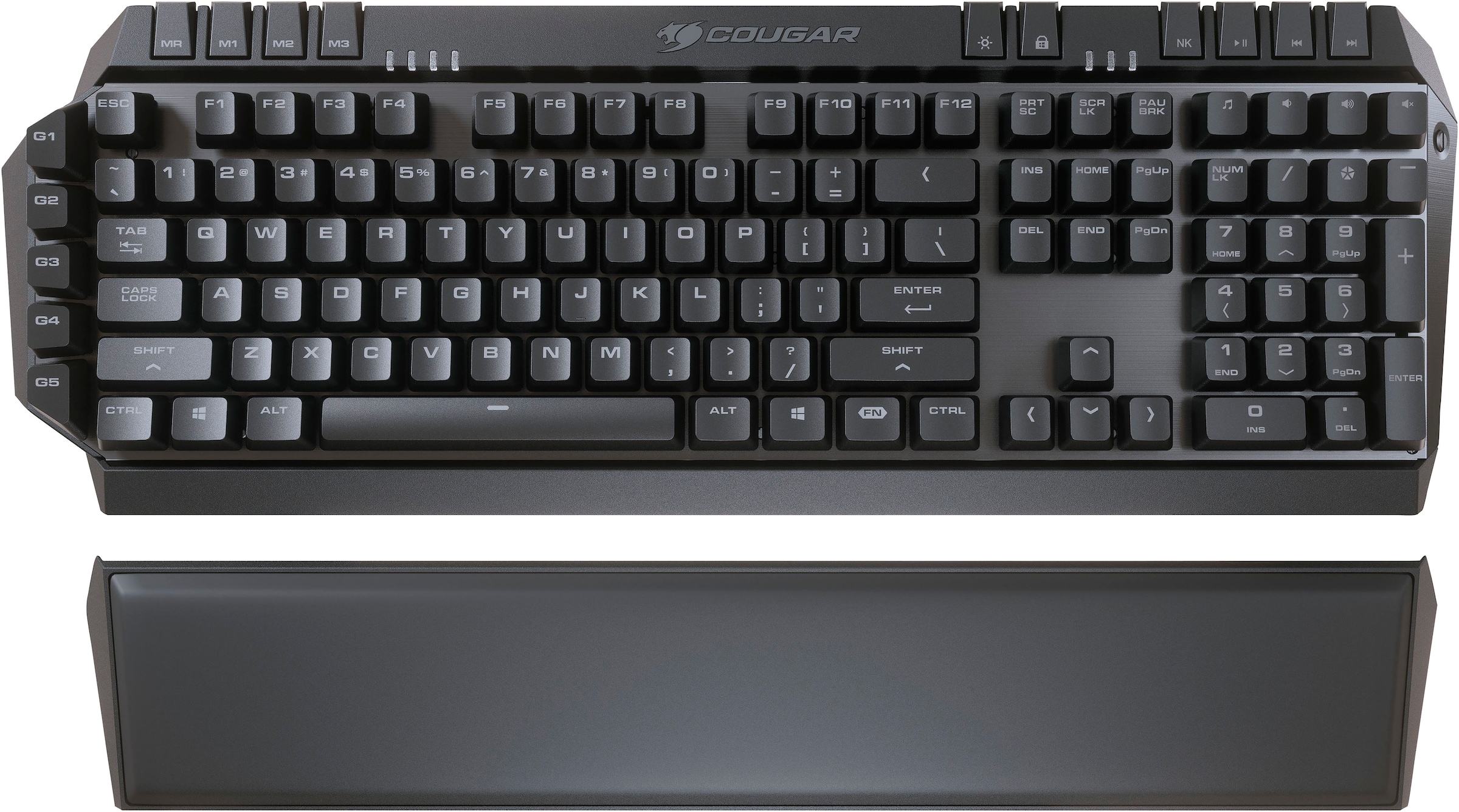 Cougar Gaming-Tastatur »700K EVO Mechanisch«, (Easy-Switch-Fn-Tasten-Handgelenkauflage-Lautstärkeregler-Makro-Tasten-Multimedia-Tasten-USB-Anschluss-Windows-Sperrtaste-Ziffernblock-programmierbare G-Tasten-ergonomische Form), CHERRY RGB MX-Tasten