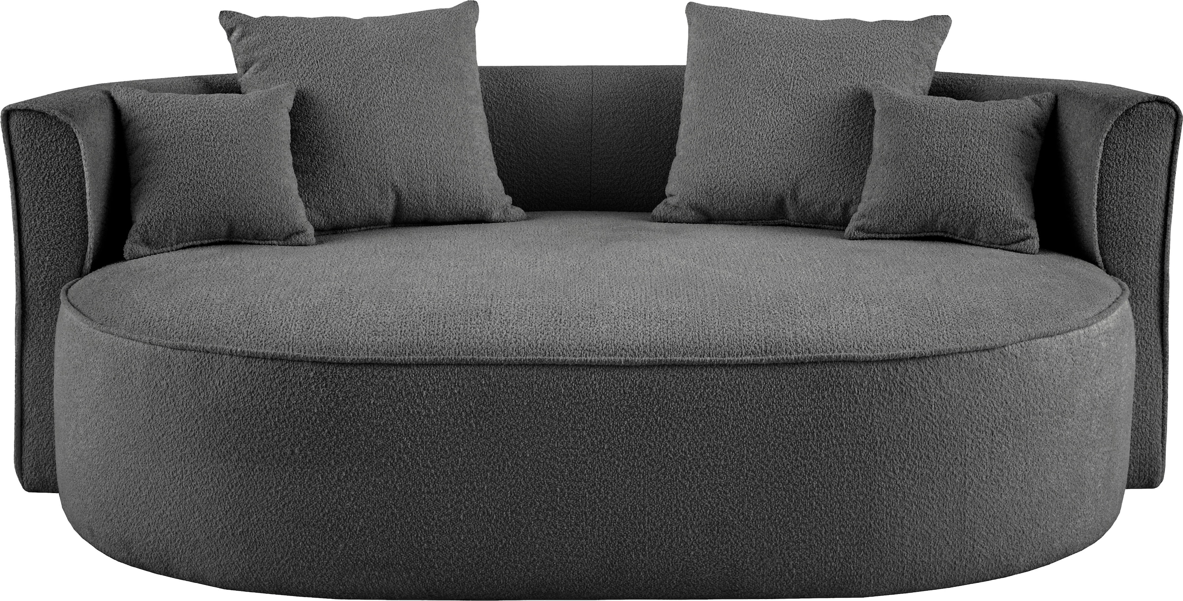LeGer Home by Lena Gercke 2,5-Sitzer »ISALIE, rundes Loungesofa, mit Kissen, perfekt gepolstert«, moderne Stoffe, mit 4 Zierkissen, extra große Sitzfläche