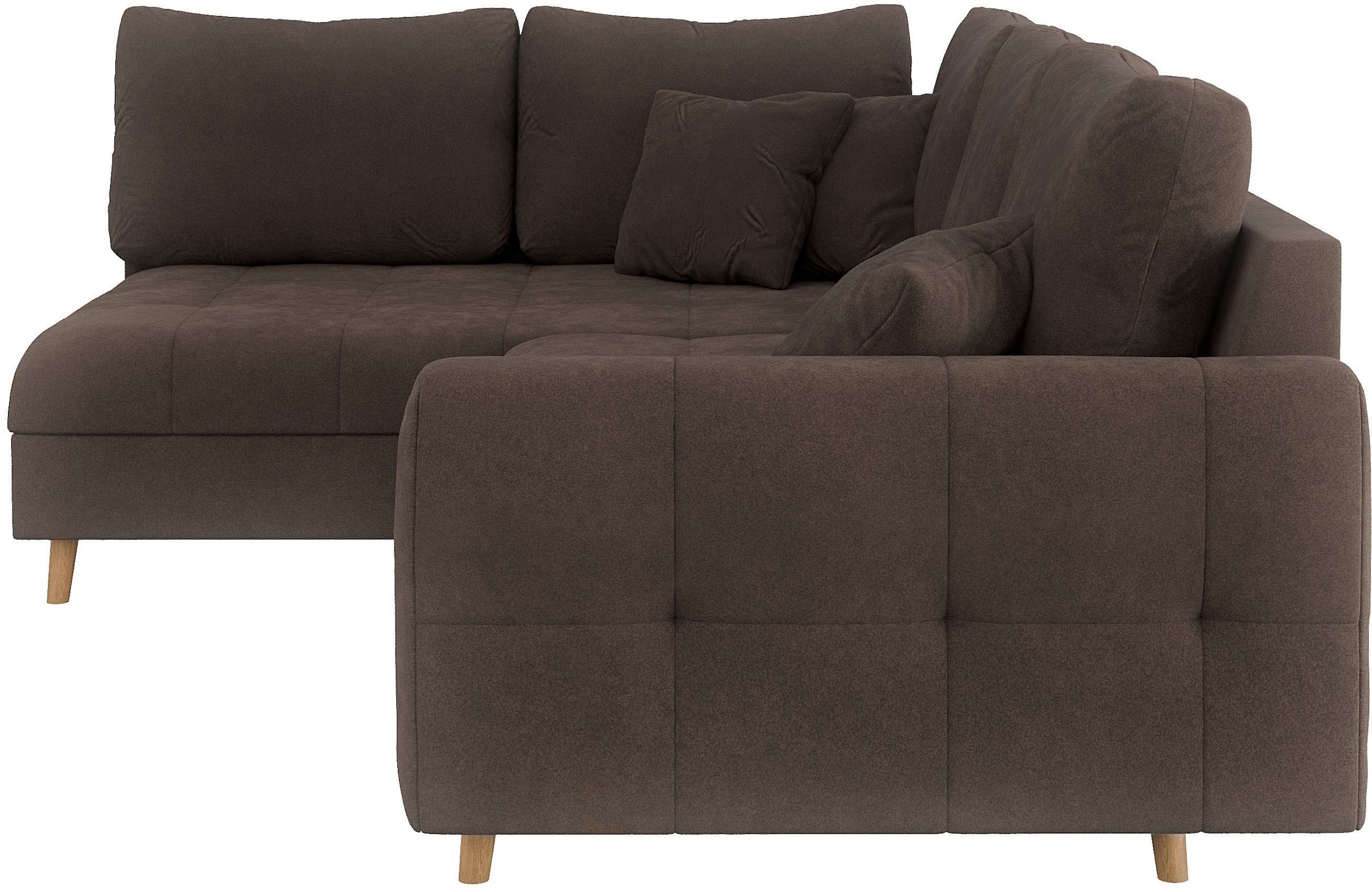 Home affaire Ecksofa »CHARRE L-Form mit Ottomane, Maße B/T/H: 231/161/81 cm«, feine Steppung, lose Rücken- und Zierkissen, auch in Cord und Bouclé