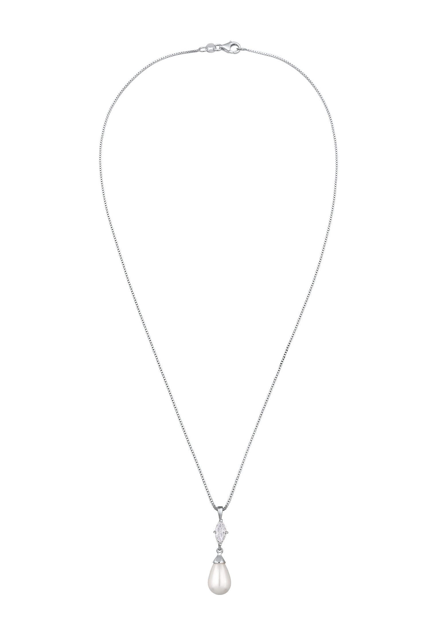 Elli Silberkette »Halskette Muschelkernperle Zirkonia Weiß 925 Sterling Silber«
