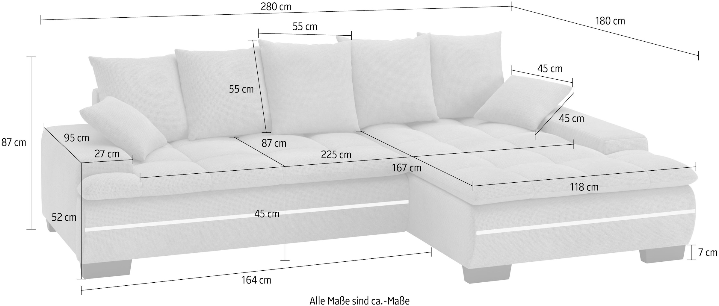 Mr. Couch Ecksofa »Haiti II, L-Form«, RGB-LED Beleuchtung, Kaltschaum, wahlweise mit Bett, Bettkasten