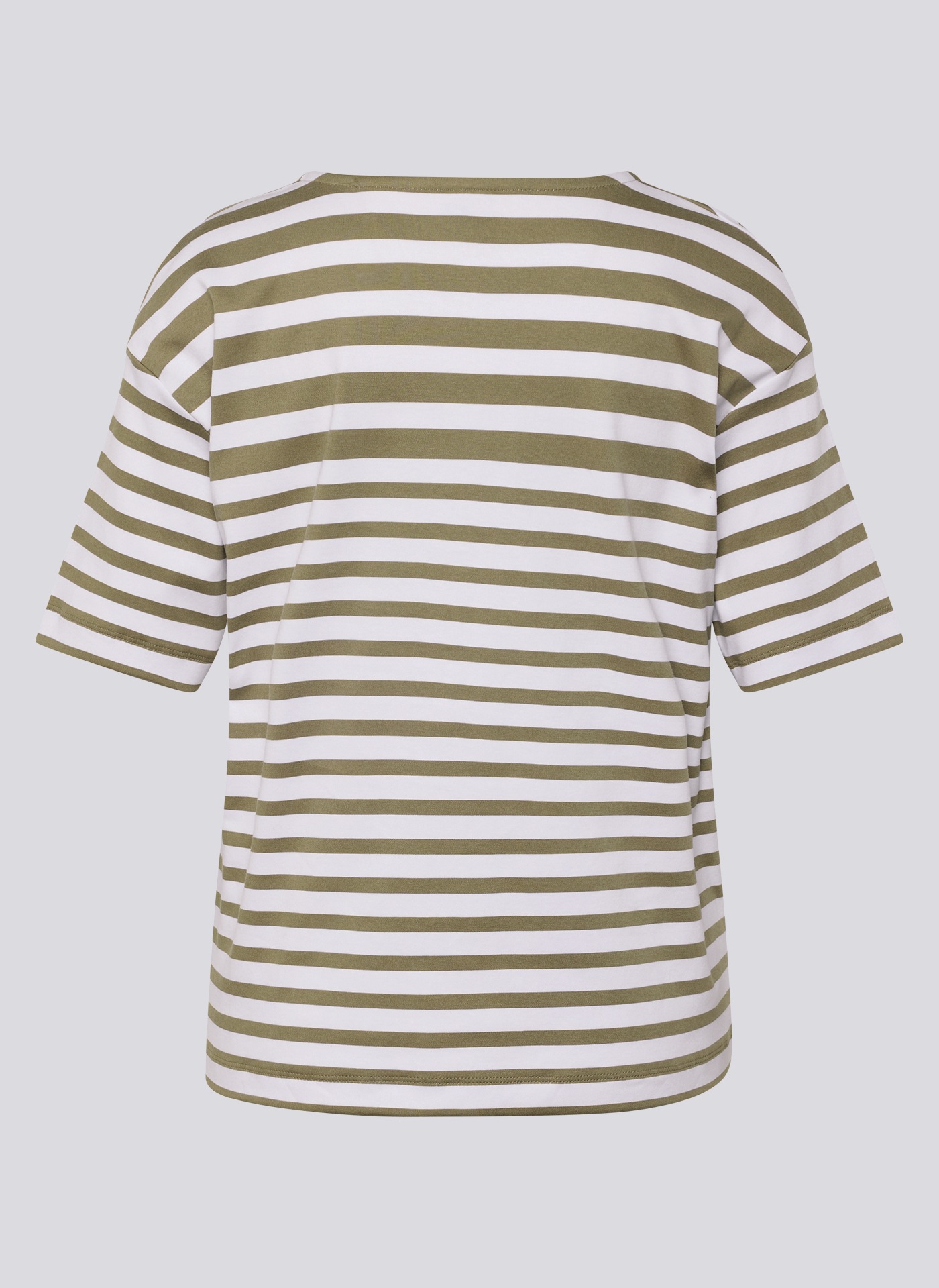 Rabe Rundhalsshirt mit Allover-Streifen und Glitzersteinen