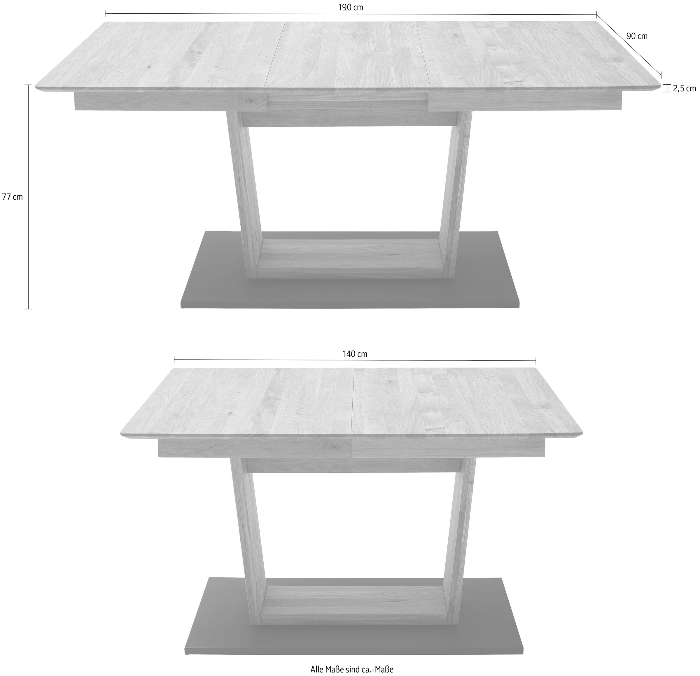»Cuba«, Esstisch Synchronauszug furniture Massivholz OTTO Tischplatte Esstisch mit bei ausziehbar, MCA