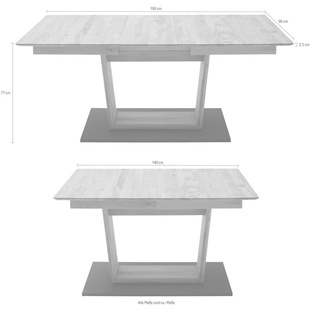 MCA furniture Esstisch »Cuba«, Esstisch Massivholz ausziehbar, Tischplatte  mit Synchronauszug bei OTTO
