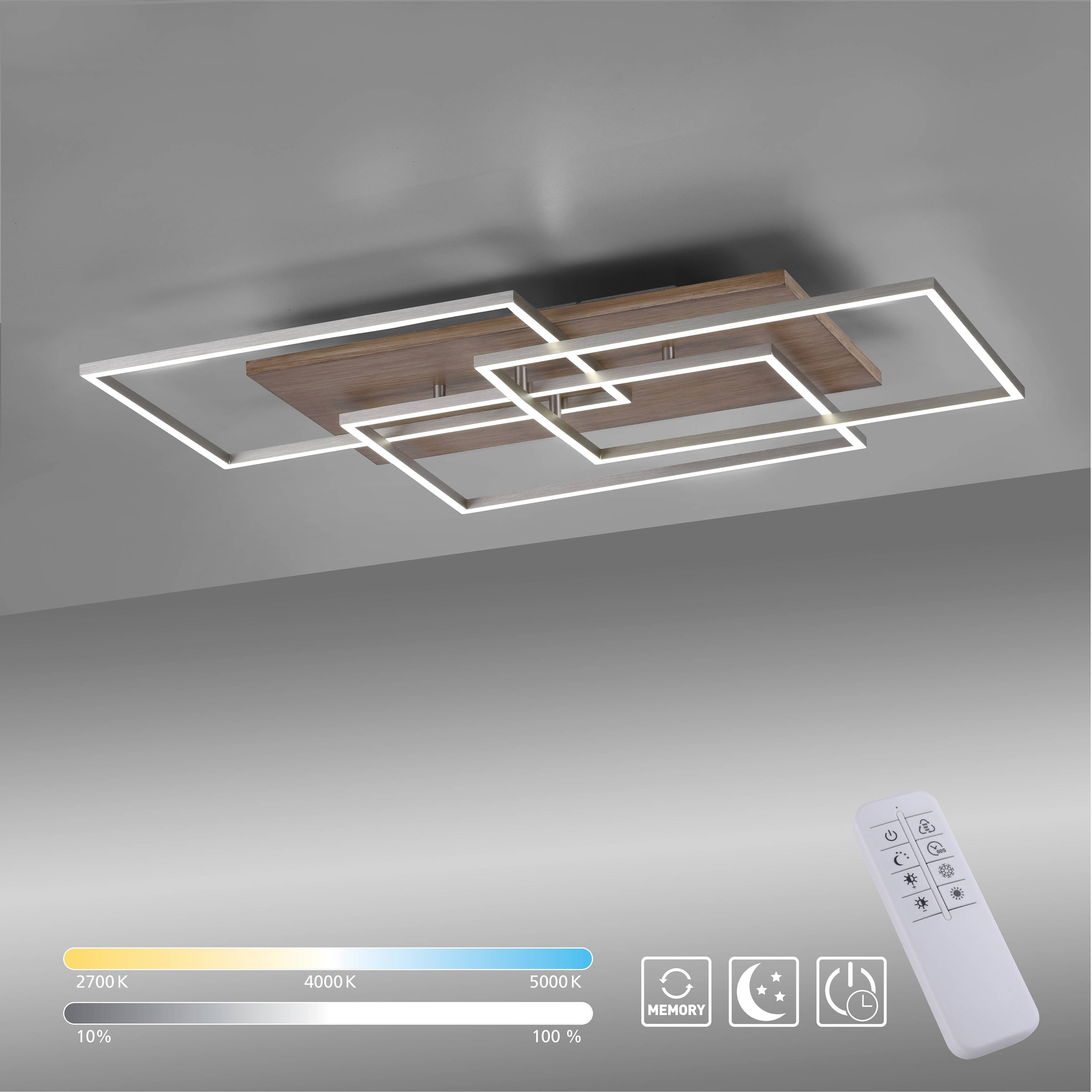 bei OTTO 2700-5000K, 3 flammig-flammig, Holzdekor Home mit »Pommerby«, online LED Deckenleuchte Stahl Farbtemperatursteuerung affaire kaufen CCT Funier