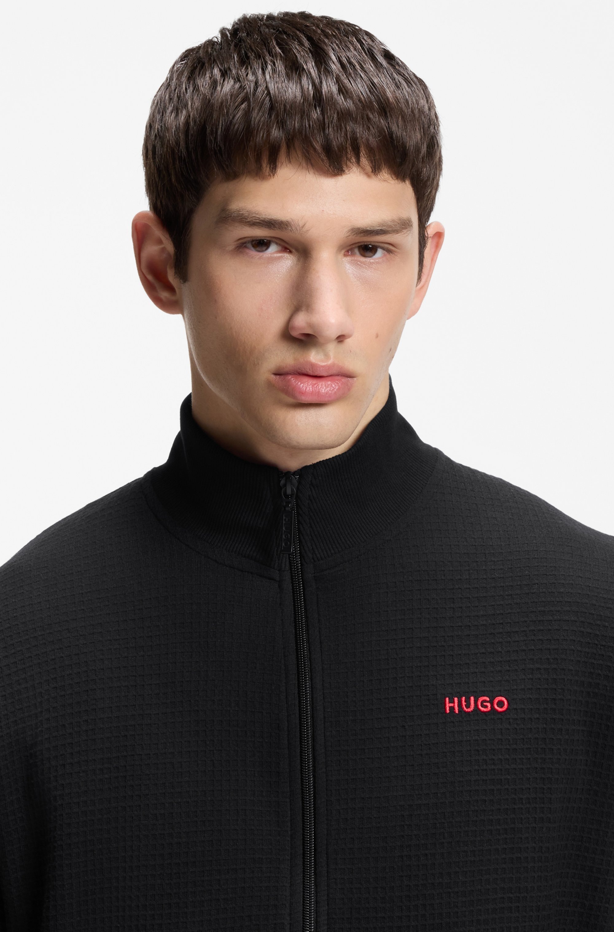 HUGO Underwear Sweatjacke mit Stehkragen, mit feiner Struktur