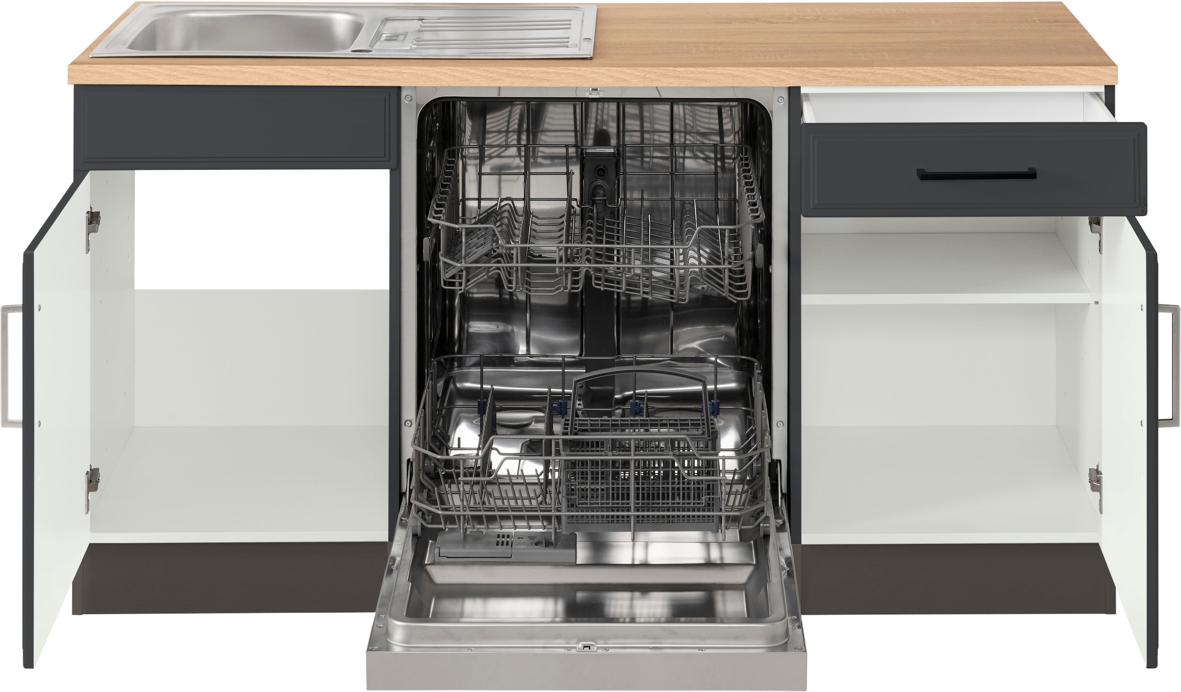 KOCHSTATION Winkelküche »KS-Stockholm« Stellbreite 220/280 cm, mit hochwertigen MDF Fronten im Landhaus-Stil