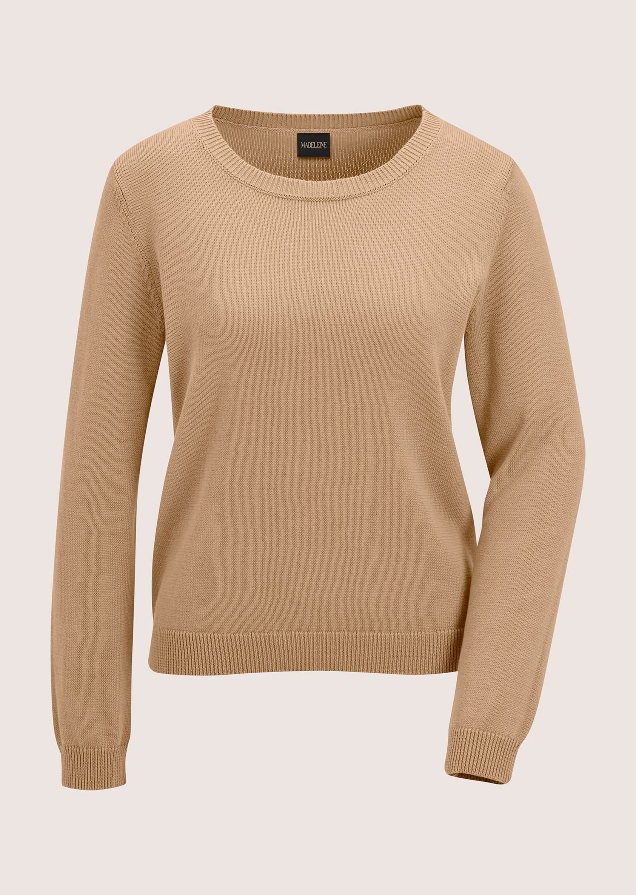 MADELEINE Longpullover »Strickpullover Schlichter Baumwollpullover mit Rundhals« Hautsympathische Baumwolle
