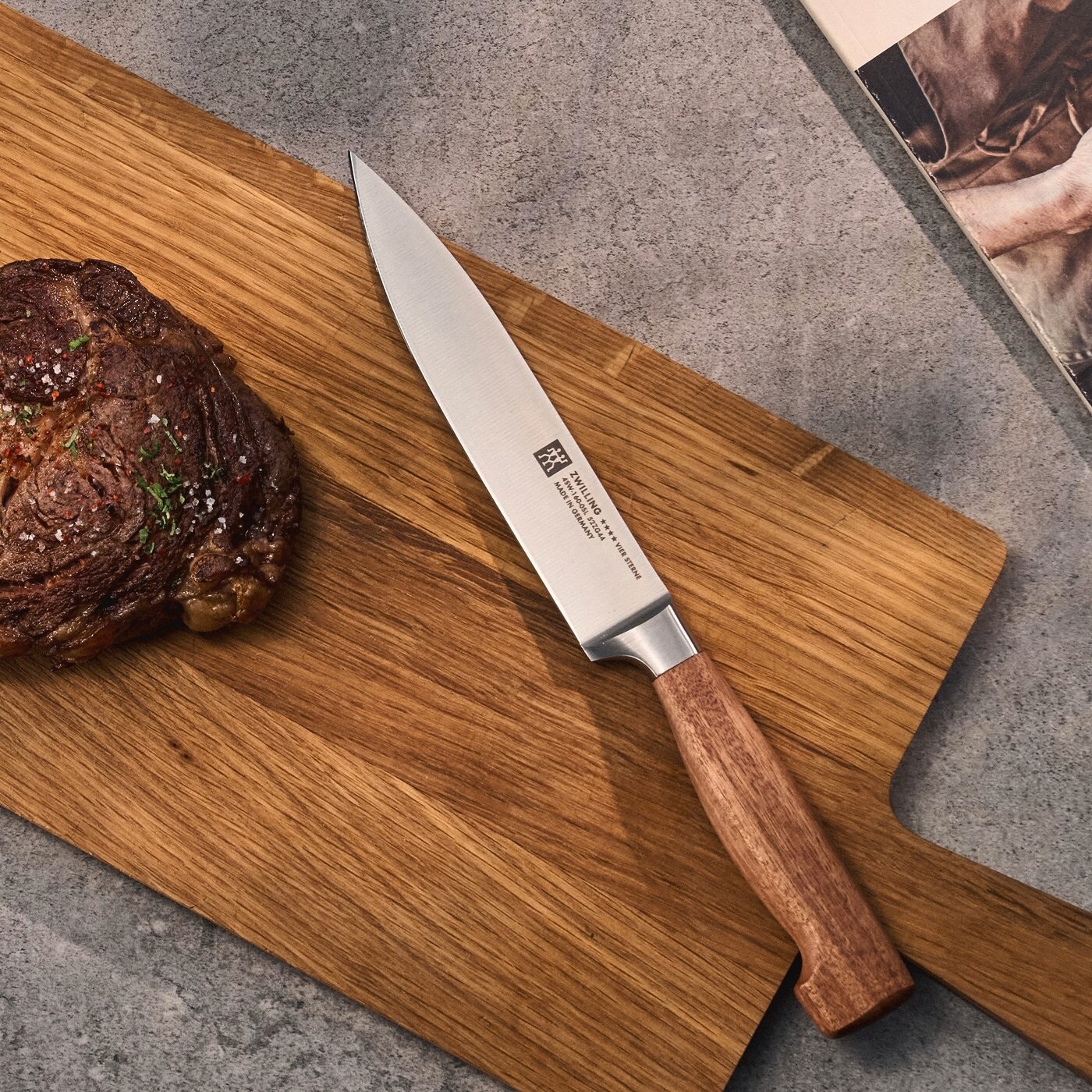 Zwilling Kochmesser »**** VIER STERNE Wood« Made in Germany, Eigehärtete Klinge, FSC-Zertifizitiertes Holz
