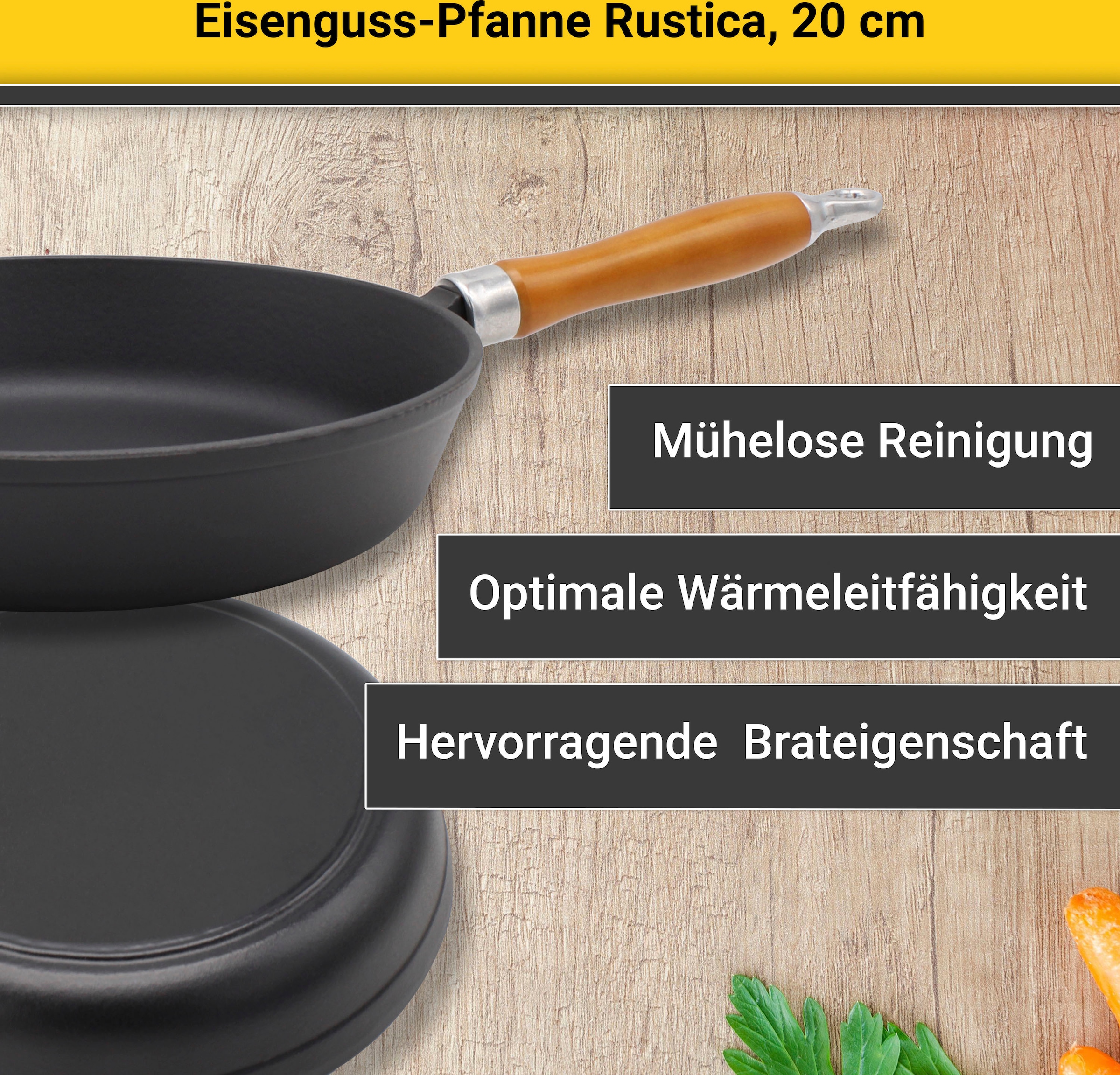 Krüger Bratpfanne »Einsenguss Pfanne RUSTICA«, Gusseisen, (1 tlg.), für Induktions-Kochfelder geeignet