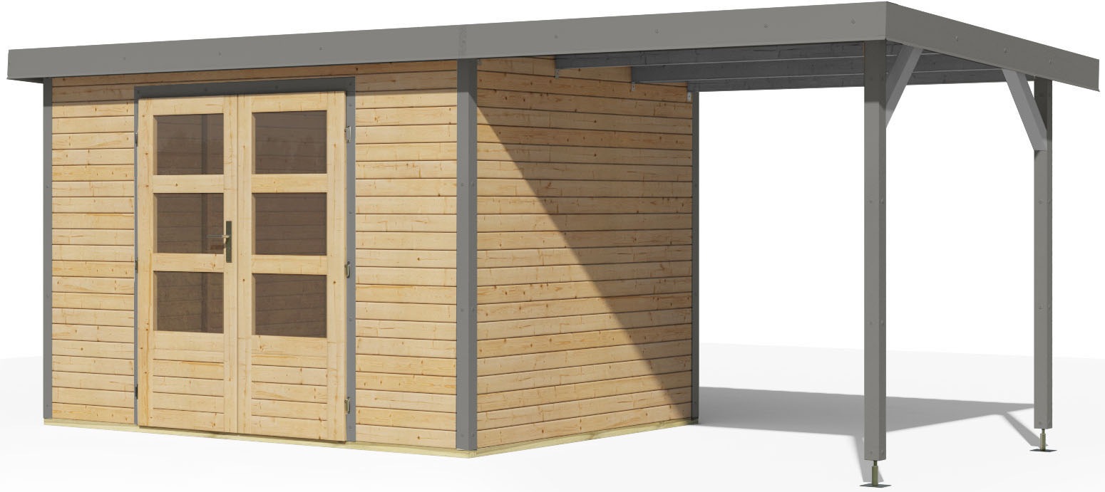 Karibu Gartenhaus »Jupiterino 4 SET, in verschiedenen Farben« inkl. Anbaudach