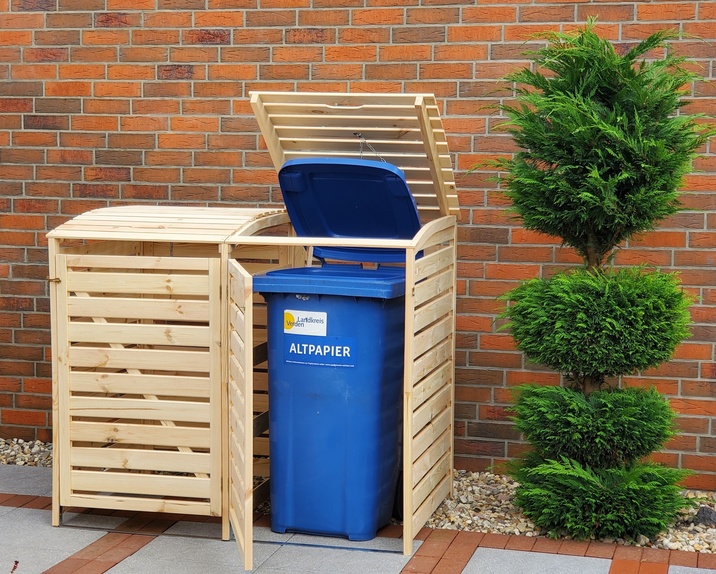 promadino Mülltonnenbox »Vario III« für 2 Tonnen, robust aus zertifiziertem Kiefernholz