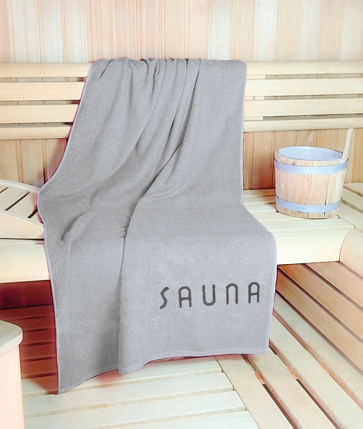 Saunatuch »Wellness, Sauna«, (1 St.), leichte Qualität, verschiedenen Designs, auch...