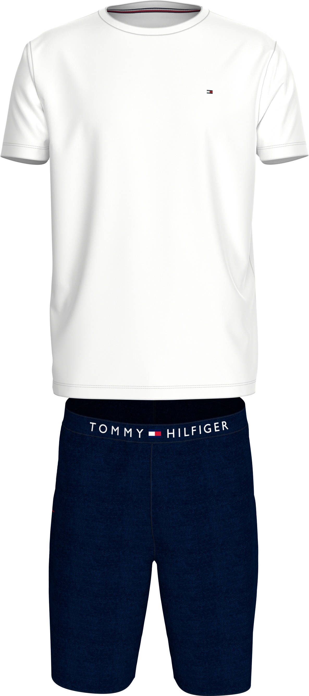 Tommy Hilfiger Underwear Pyjama »CN SS SHORT JERSEY SET«, (Set, 2 tlg., 2er), mit Logostickereien