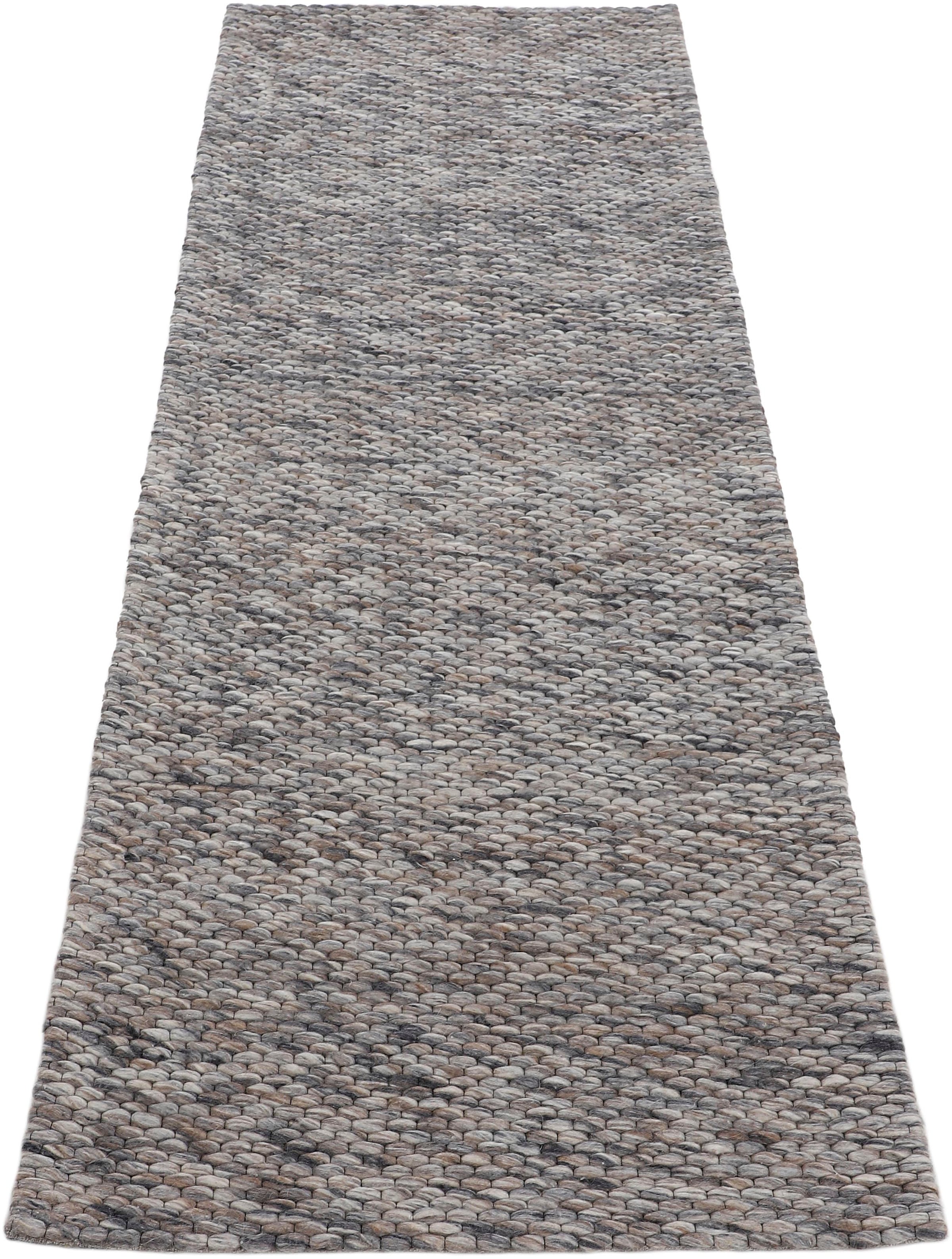 carpetfine Läufer »Sina«, rechteckig, 14 mm Höhe, Handweb Teppich, reine Wolle, meliert, handgewebt, weich & kuschelig