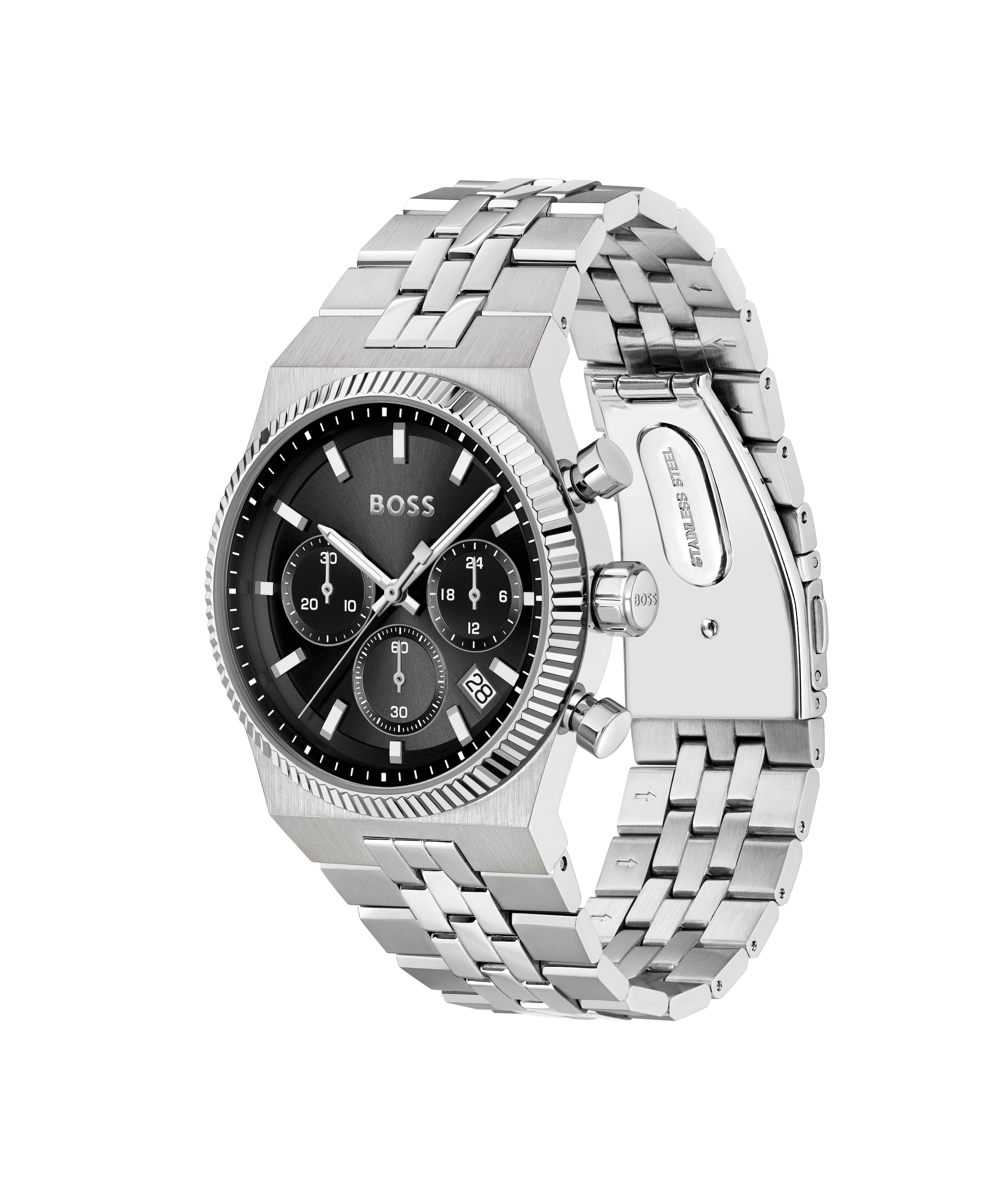 BOSS Chronograph »CANDOR PRIME« Quarzuhr, Armbanduhr, Herrenuhr, Edelstahlarmband, analog, Tag