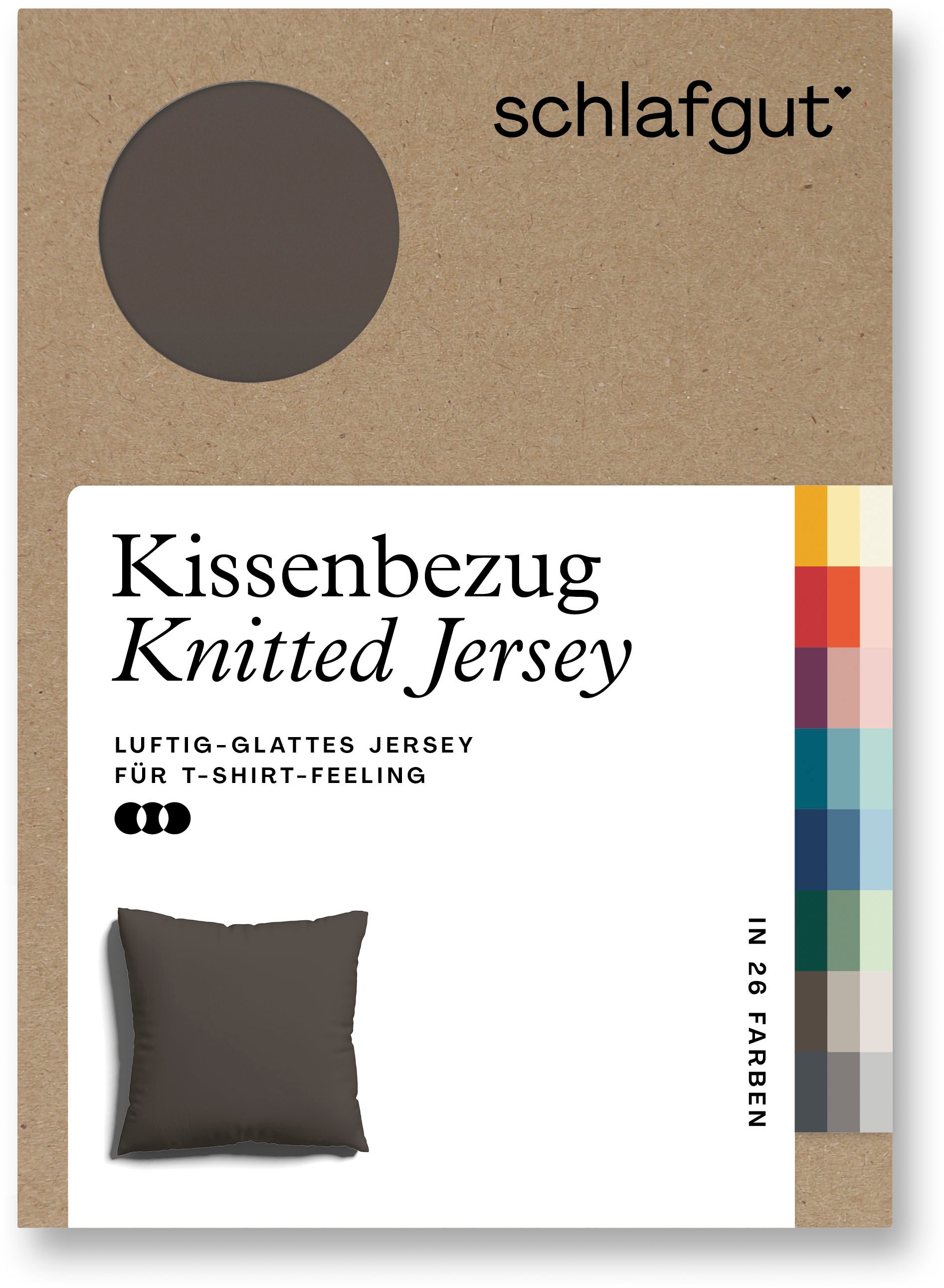 Schlafgut Kissenbezug »Knitted Jersey aus Bio-Baumwolle mit Elasthan, bügelfrei,«, (1 St.), besonders fein gestrickt, Kissenhülle mit farbigem Reißverschluss