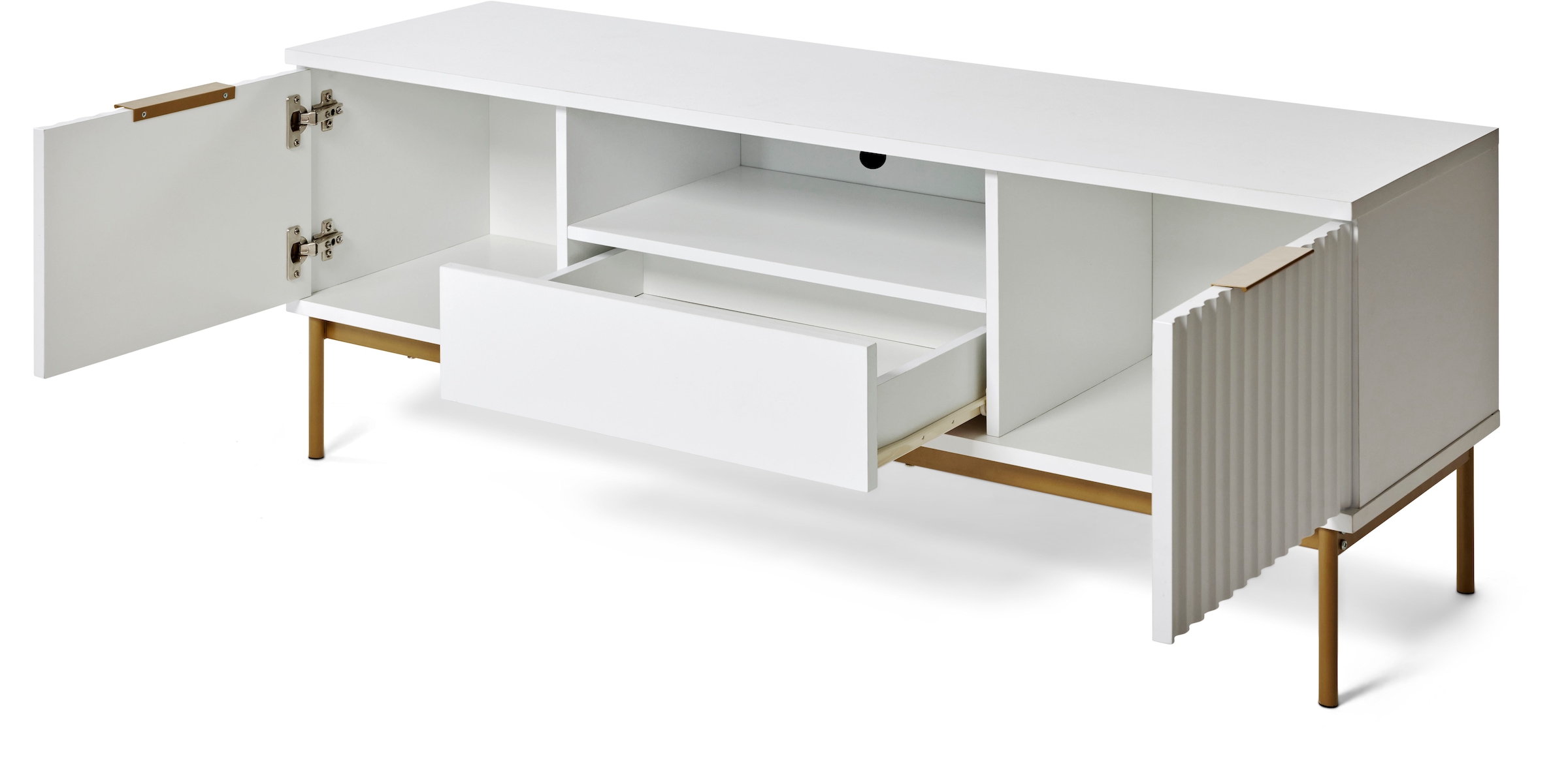 Jahnke TV-Board »CARVE TV 140«, (1 St.), Edle Gold-Applikationen, Fronten in Wellendesign, 140 cm
