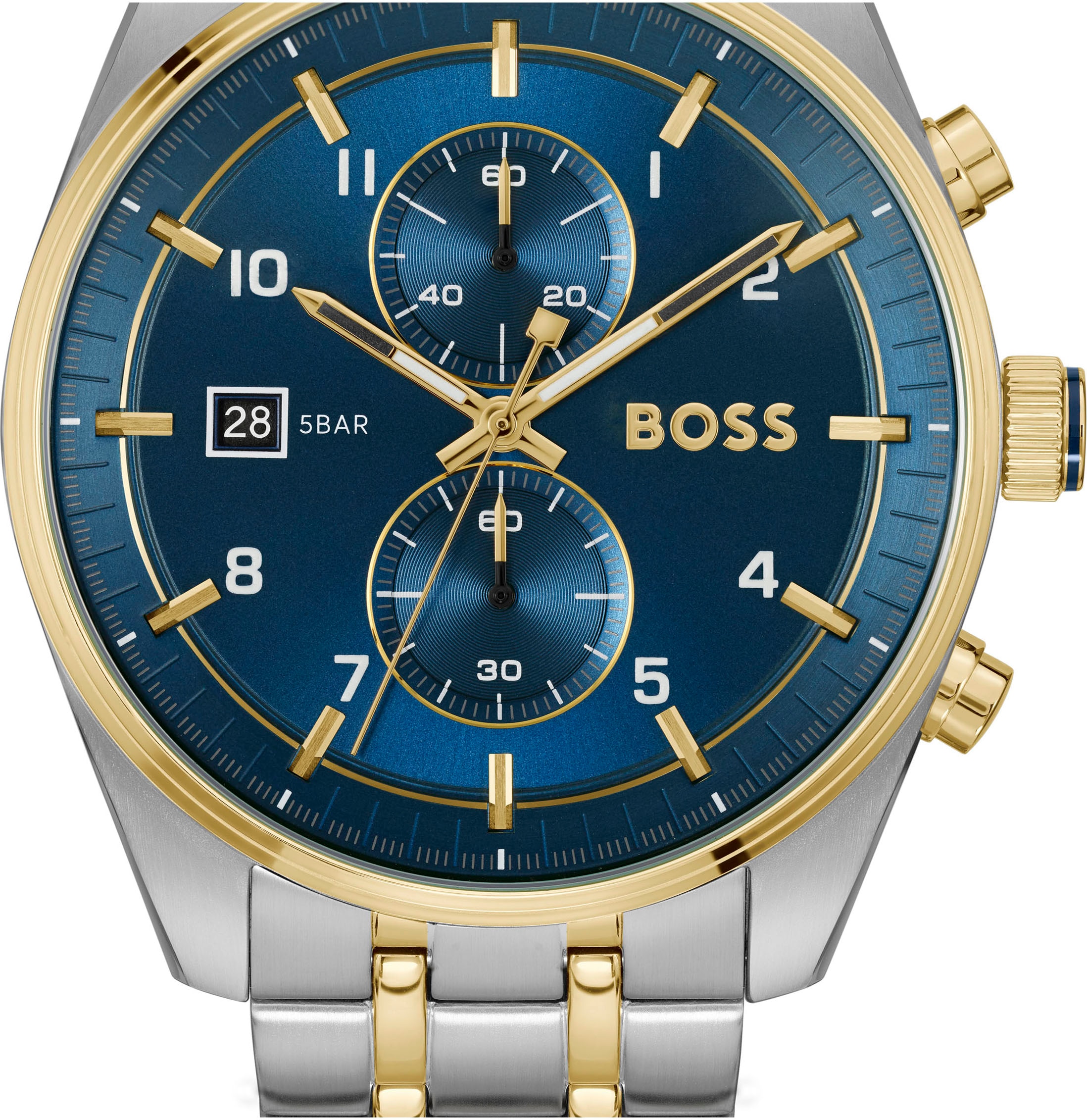 BOSS Chronograph »SKYTRAVELLER«, Quarzuhr, Armbanduhr, Herrenuhr, Edelstahlarmband, analog, Tag