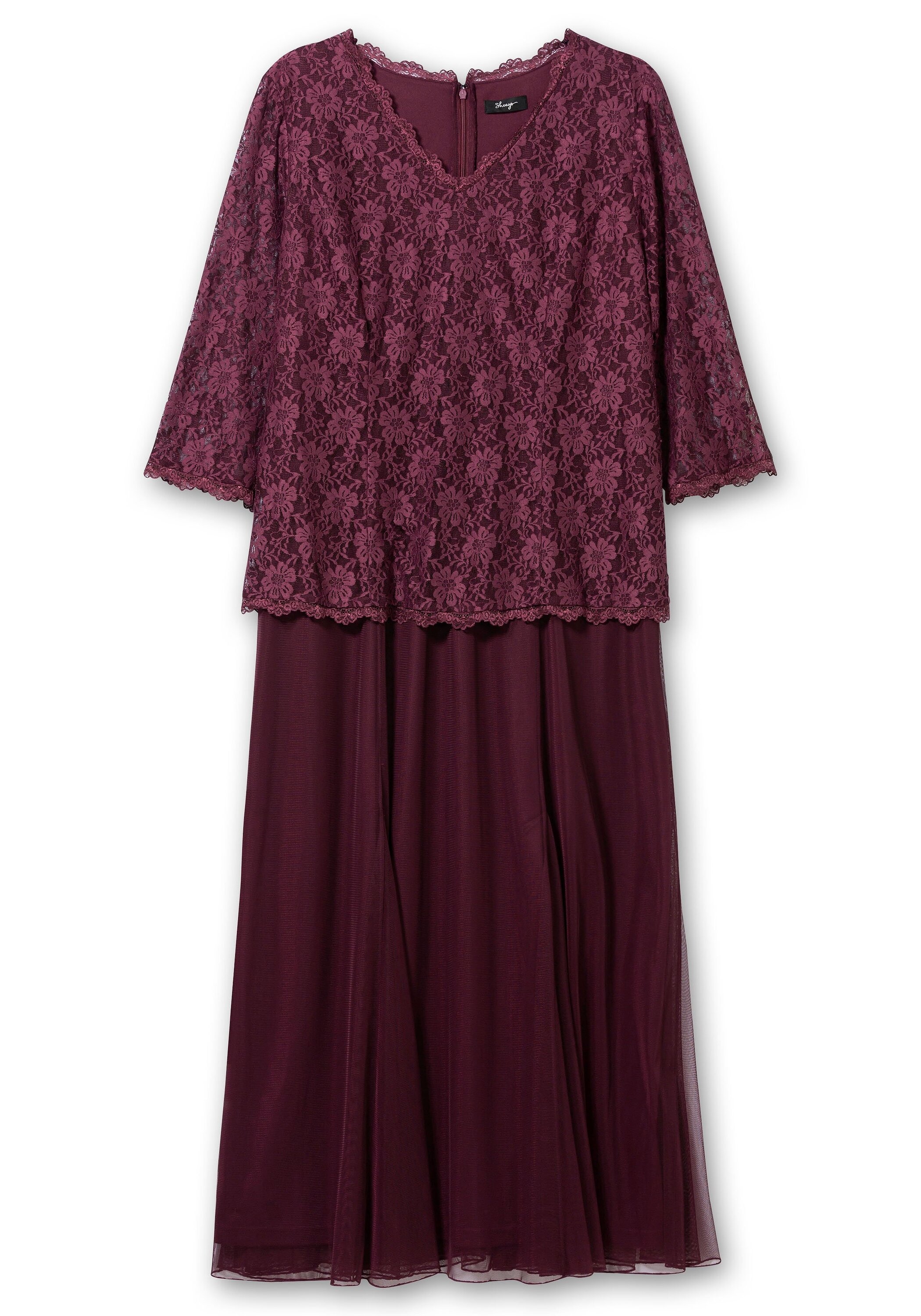 Sheego Abendkleid »Abendkleid mit Spitzenoberteil und Chiffonrock«, mit Spitzenoberteil und Chiffonrock