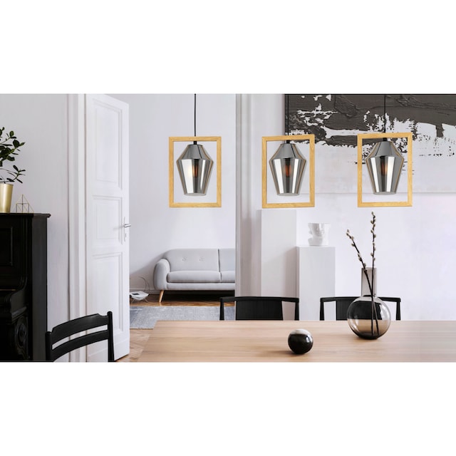 EGLO Hängeleuchte »VIGLIONI«, Hängeleuchte in schwarz und braun aus Stahl,  Holz - exkl. E27 - 40W im OTTO Online Shop